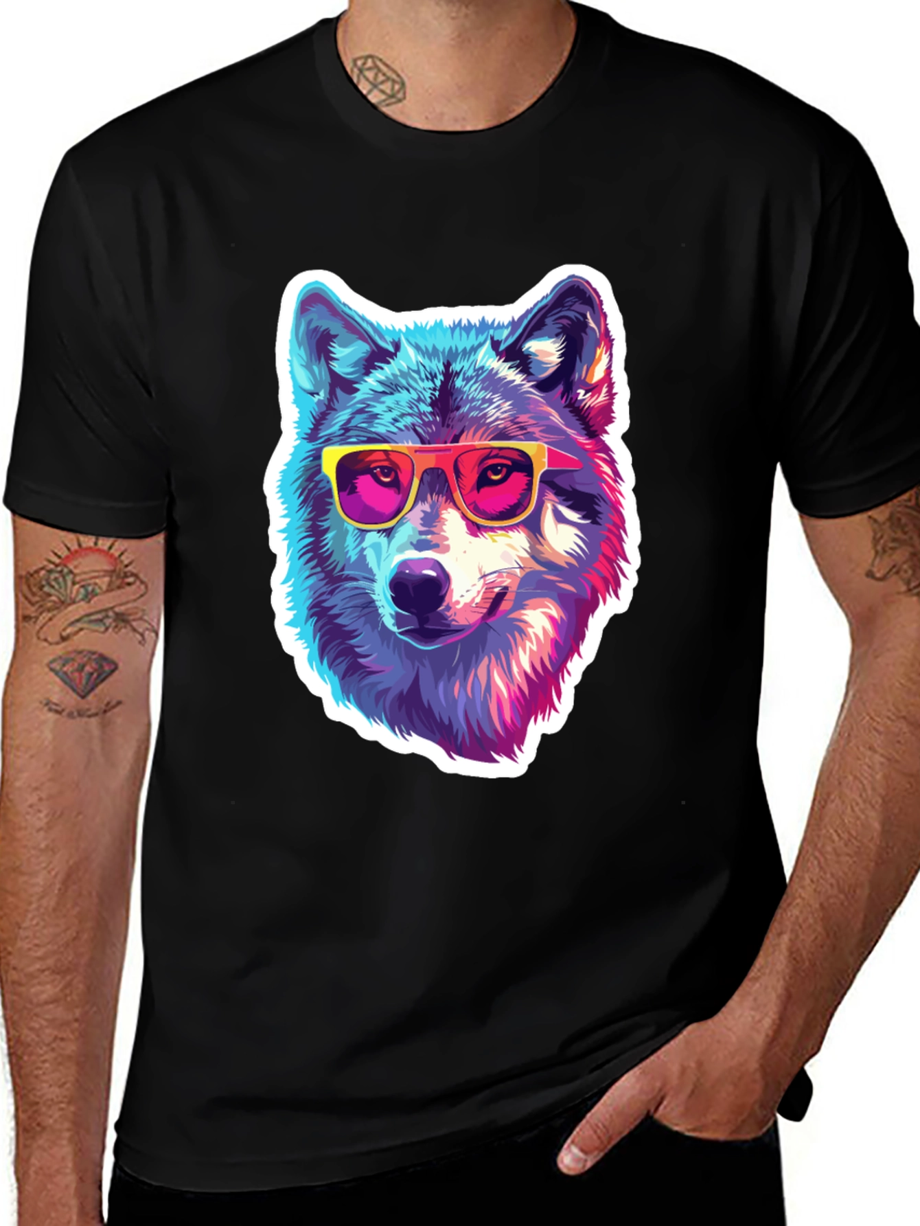 Cool Wolf Graphic Tee - Funky Animal Shirt