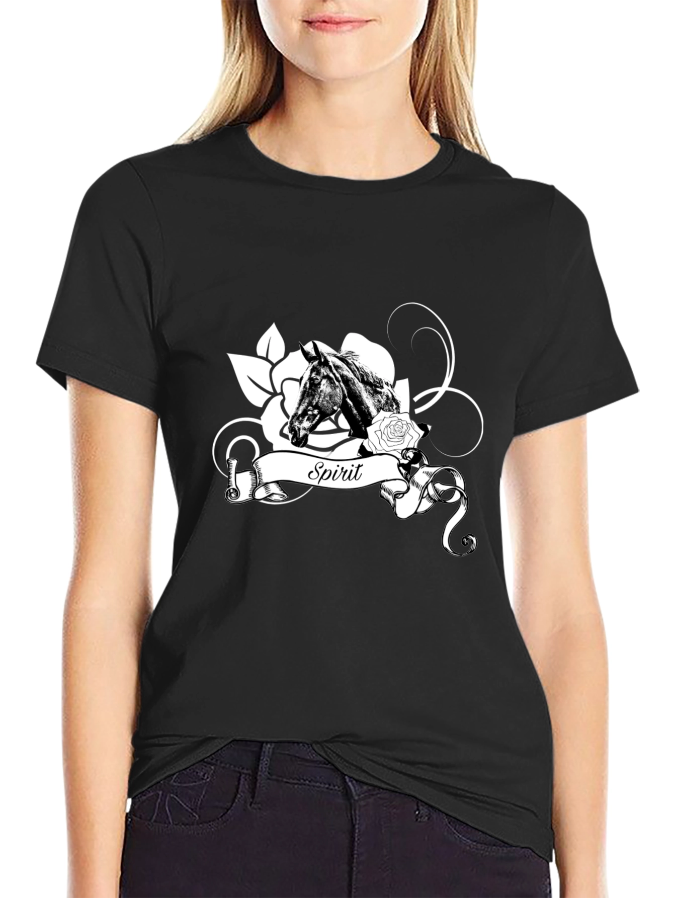 Spirit Horse Graphic T-Shirt - Black