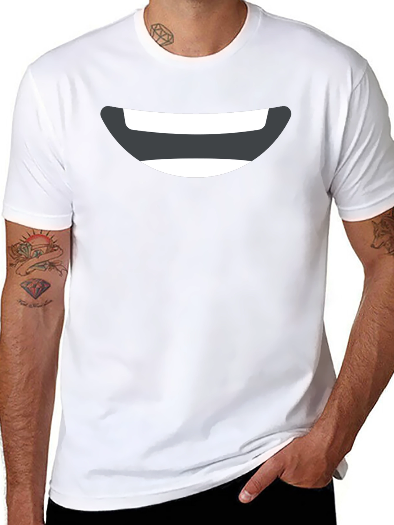 Smiley Face Graphic Tee - Black Cotton Comfort