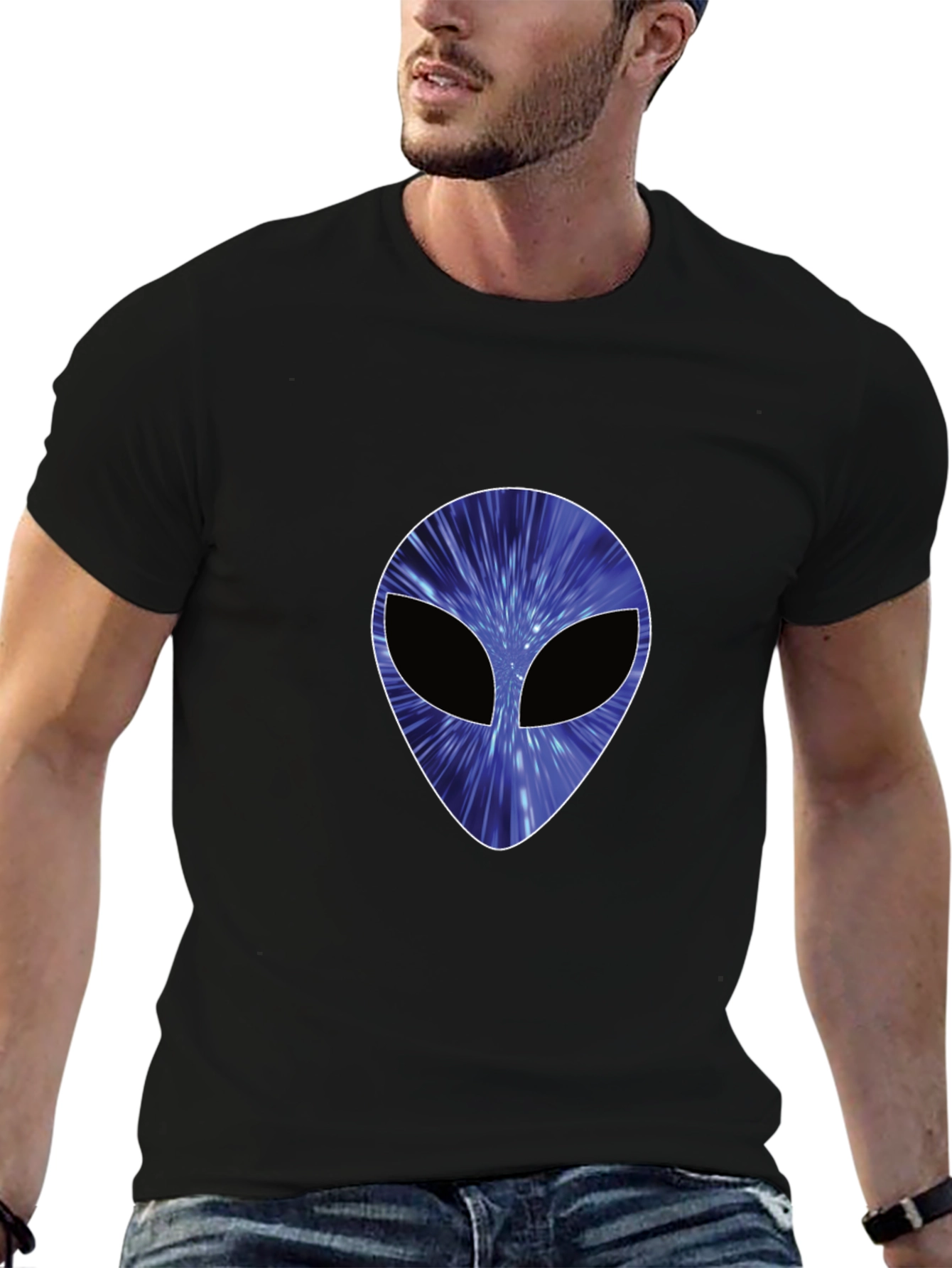 Cosmic Alien Graphic Black T-Shirt