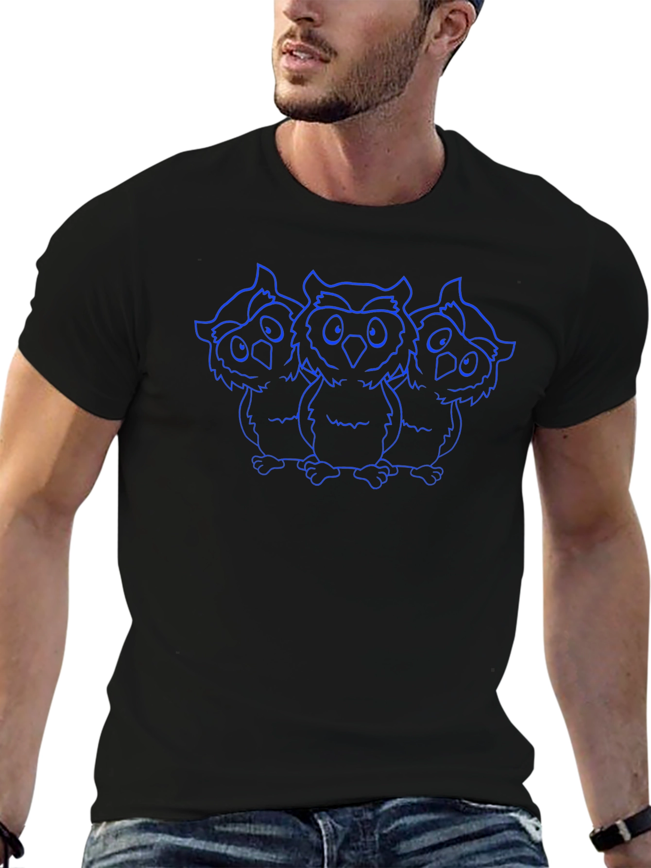 Three Owl Outline Graphic T-Shirt