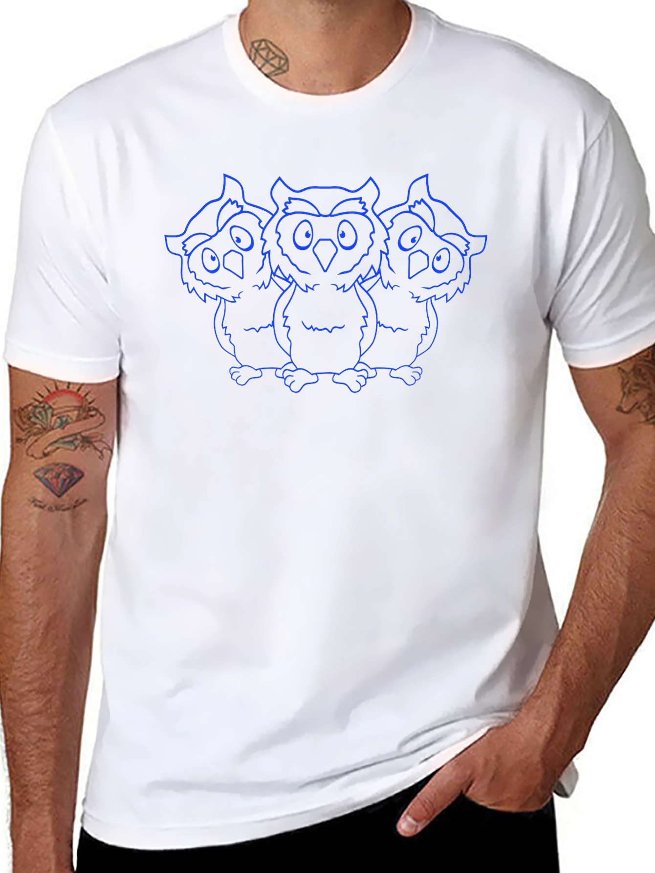 Three Owl Outline Graphic T-Shirt