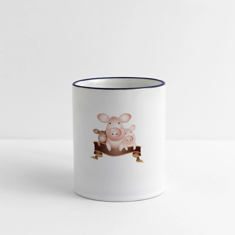 three adorable cute pigs with banner