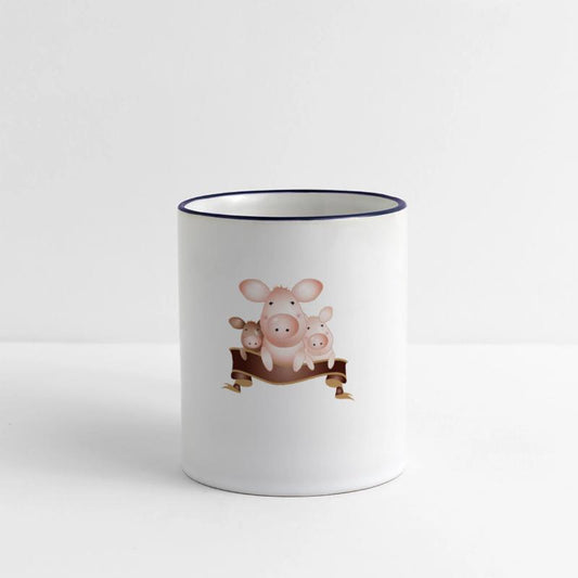 three adorable cute pigs with banner