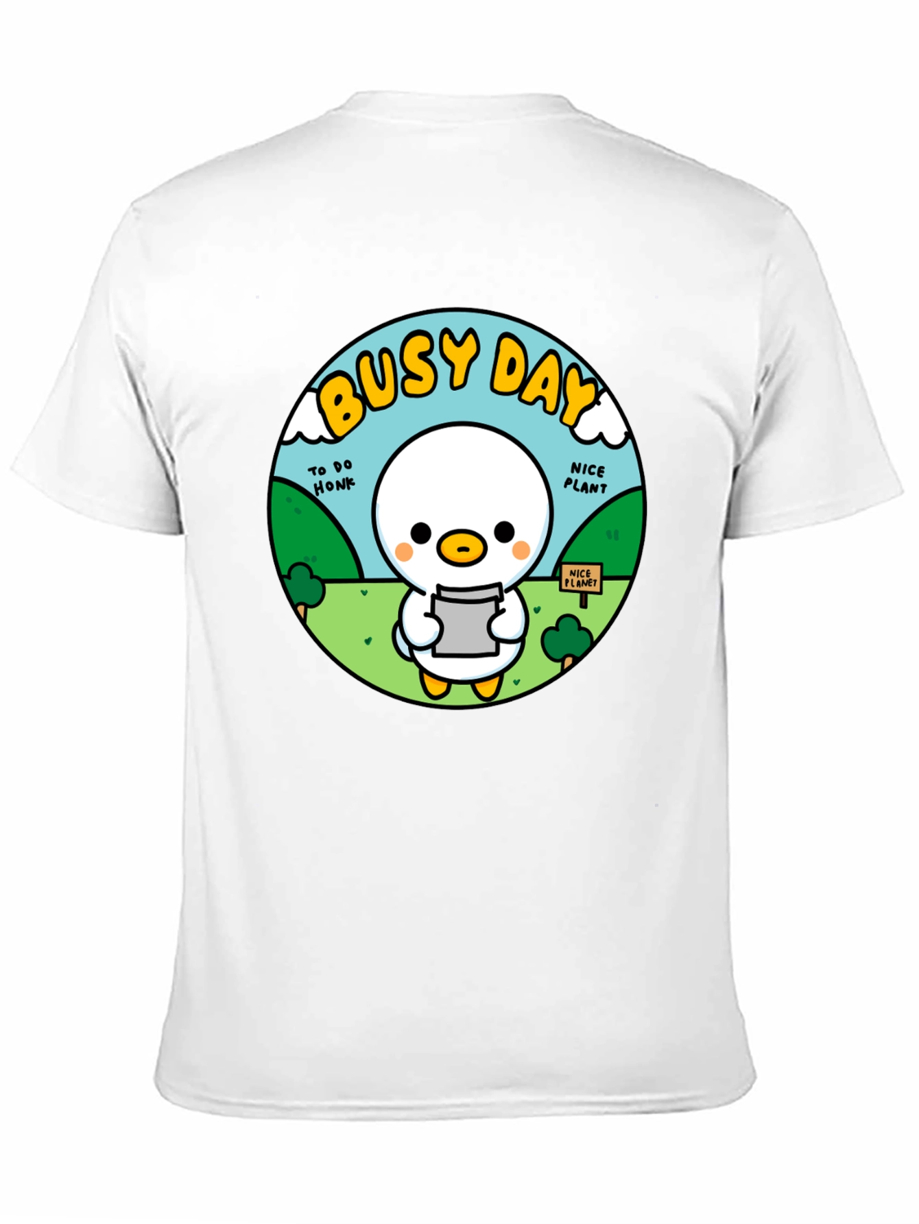 Busy Day Duck Graphic Tee - Soft Black Cotton