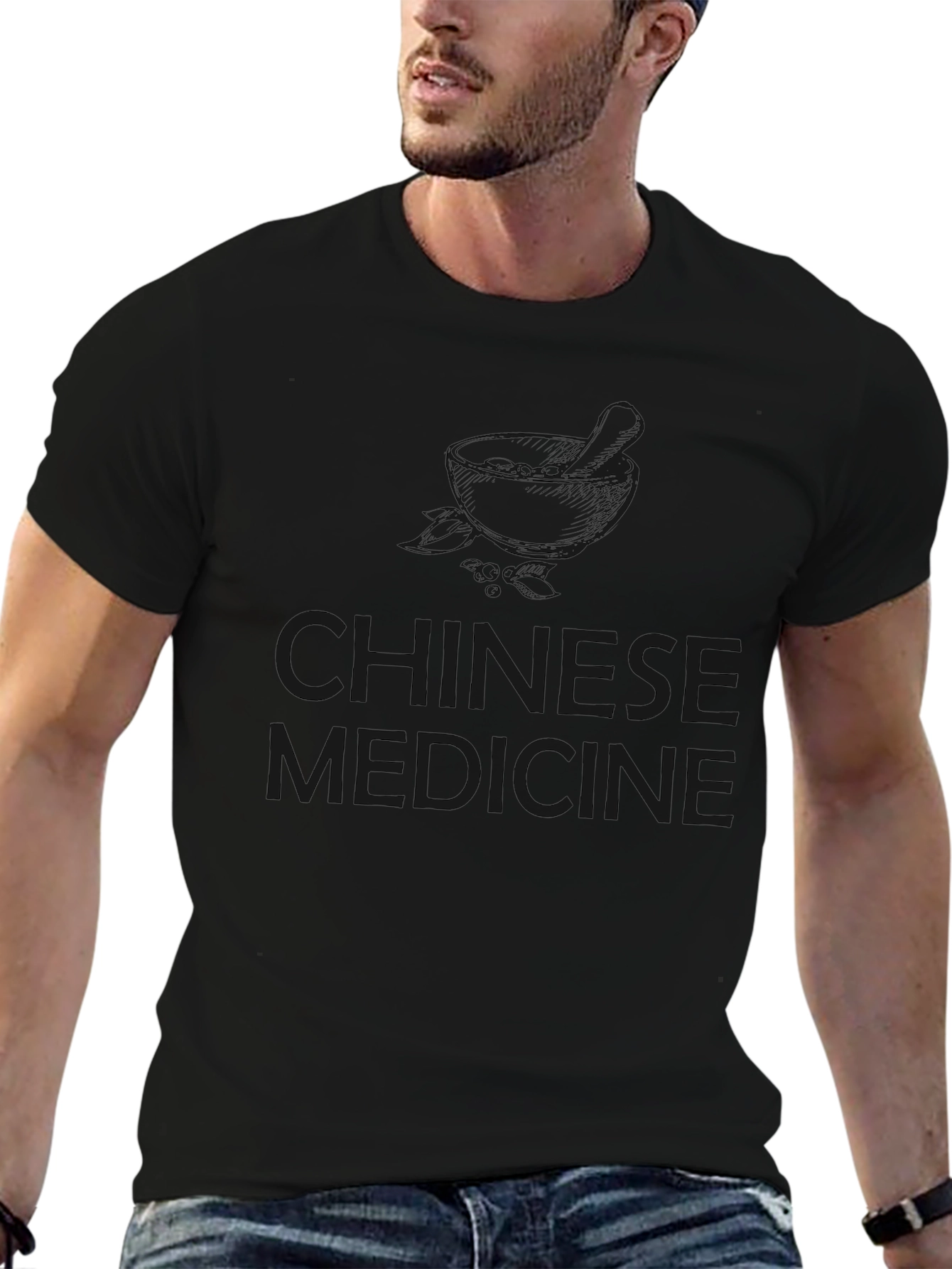 Chinese Medicine T-Shirt - Black Cotton Tee