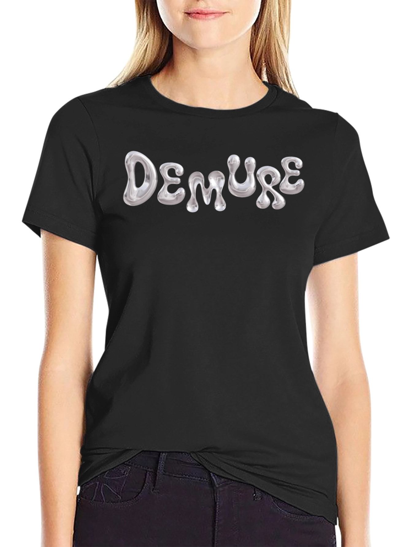 Demure Graphic T-Shirt - Stylish Black Tee