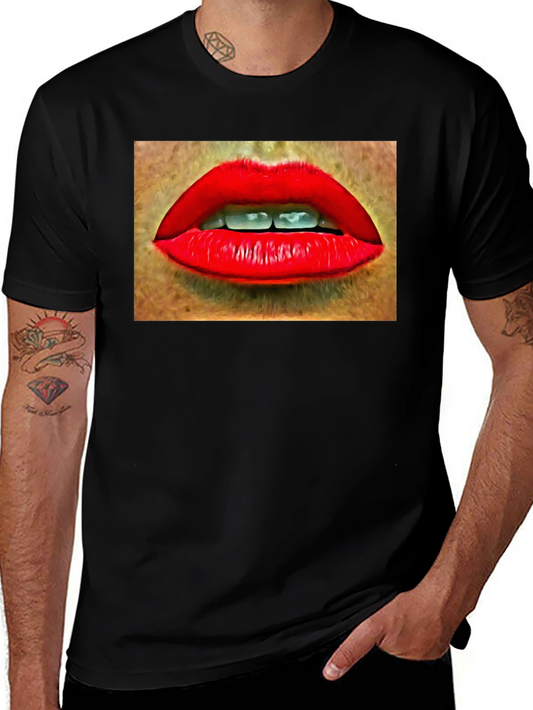 Red Lips Graphic Tee - Bold & Stylish Black T-Shirt