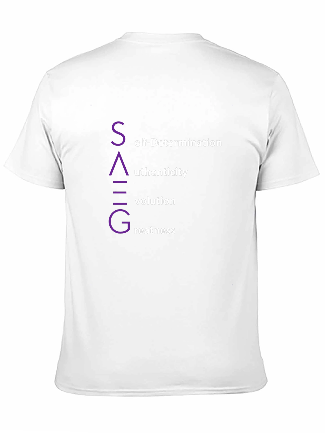 SAGVG Black T-Shirt: Self-Determination Authenticity Evolution Greatness