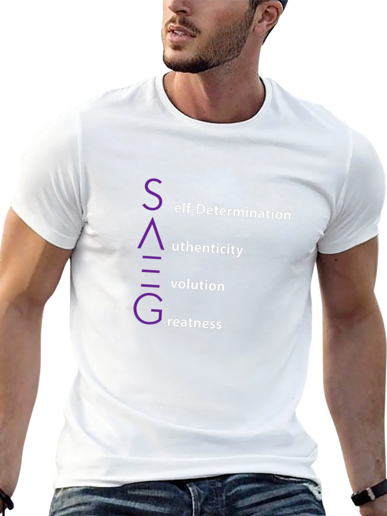 SAGVG Black T-Shirt: Self-Determination Authenticity Evolution Greatness