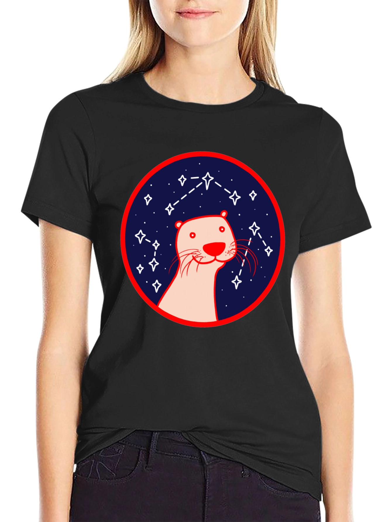 Otter Constellation T-Shirt - Black Graphic Tee