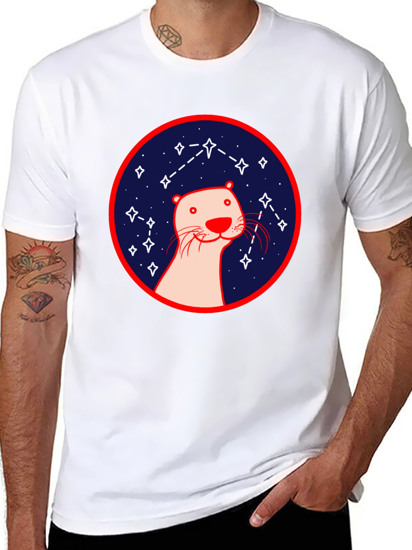 Otter Constellation T-Shirt - Black Graphic Tee