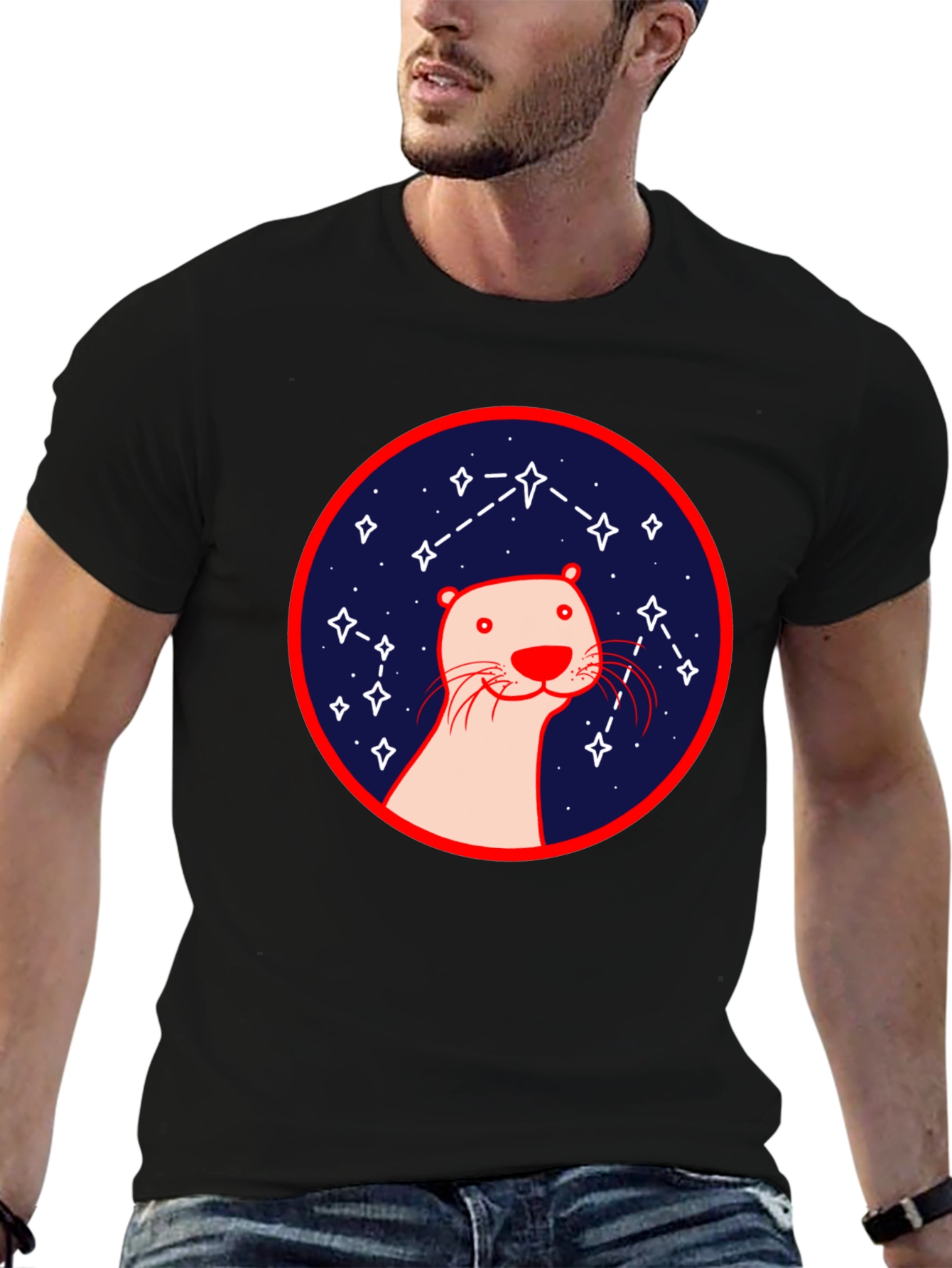 Otter Constellation T-Shirt - Black Graphic Tee