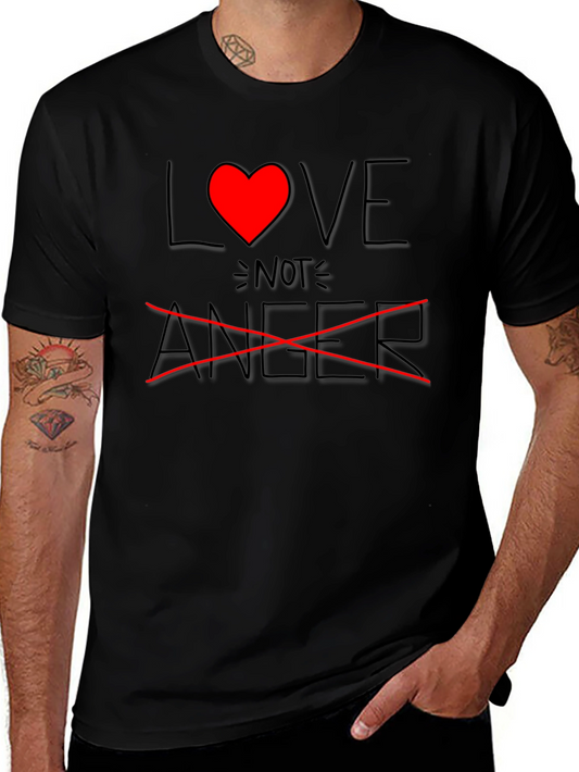 Love Not Anger Graphic T-Shirt - Black