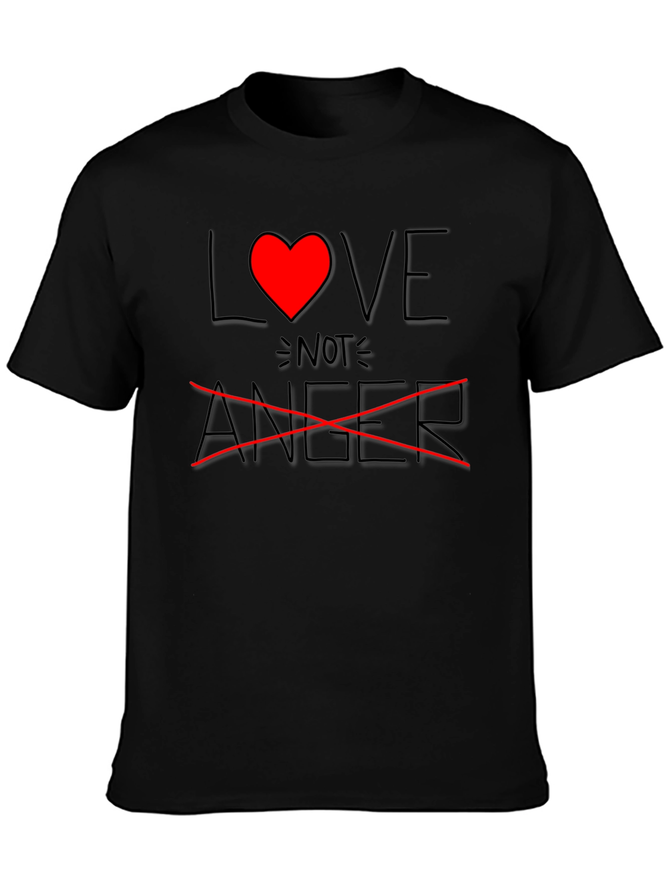 Love Not Anger Graphic T-Shirt - Black