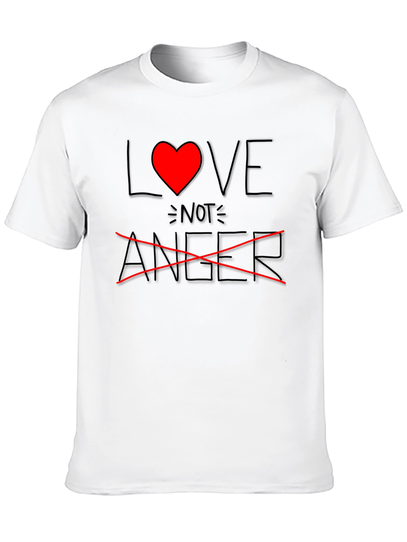 Love Not Anger Graphic T-Shirt - Black