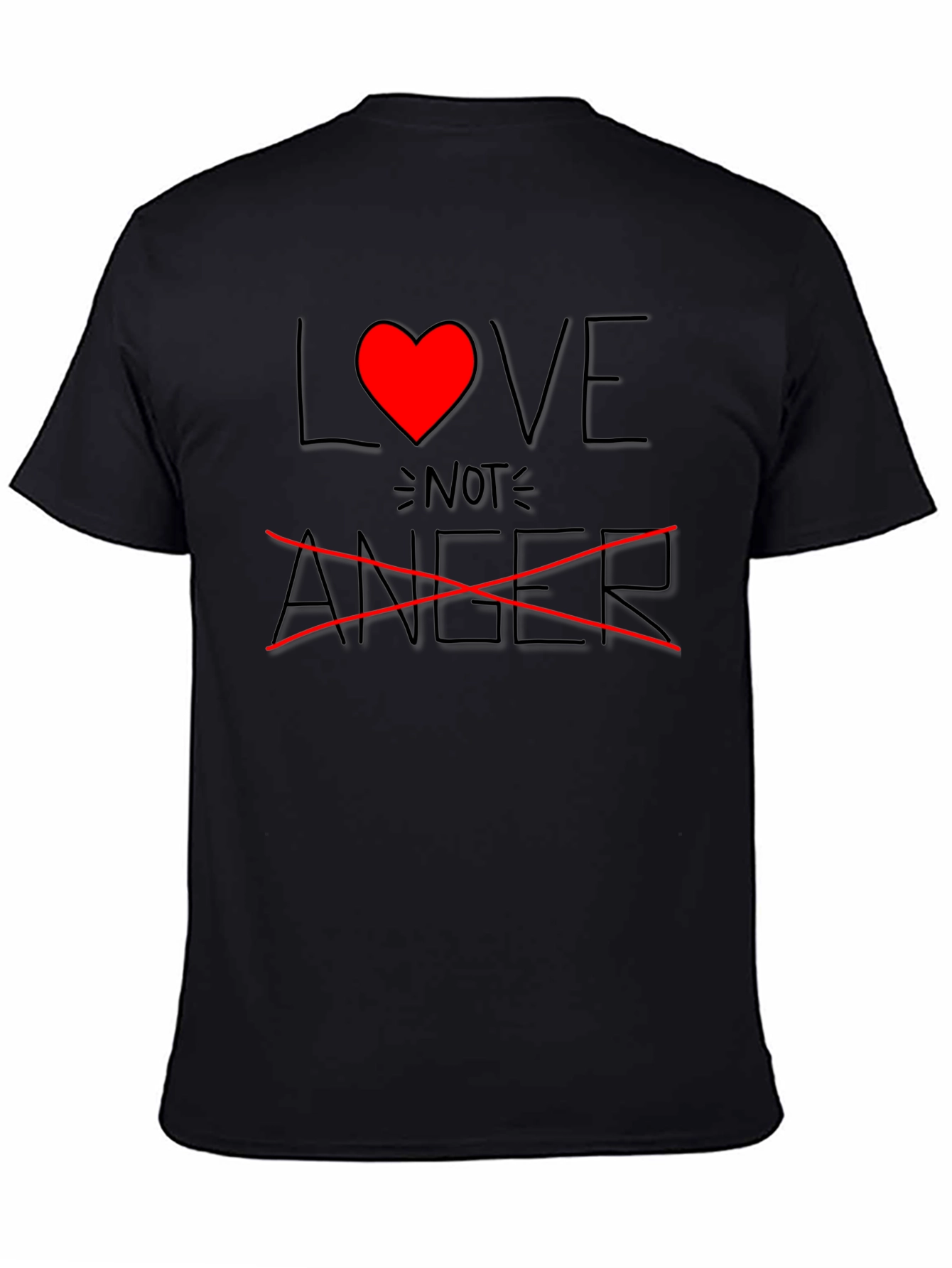 Love Not Anger Graphic T-Shirt - Black
