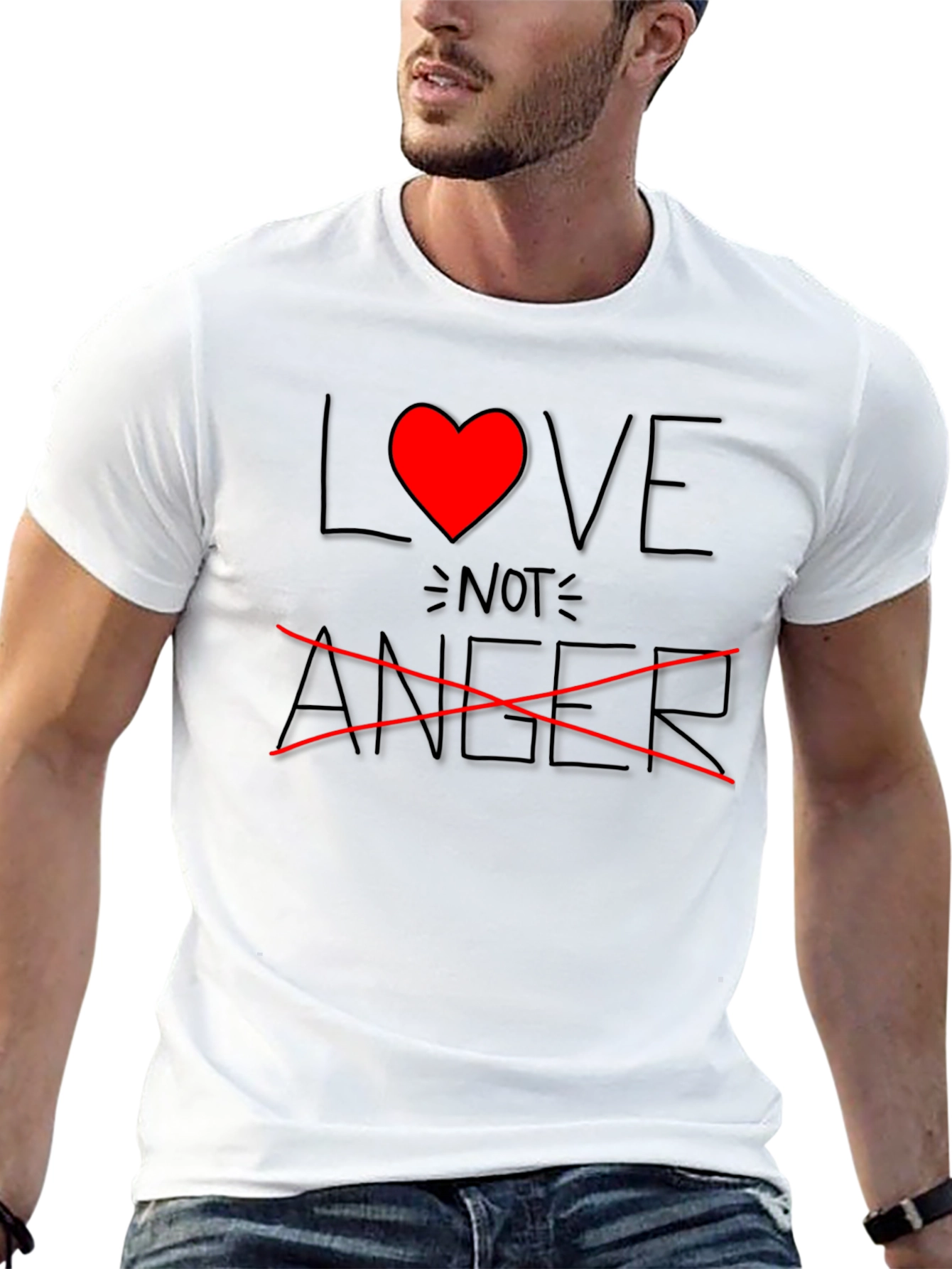 Love Not Anger Graphic T-Shirt - Black