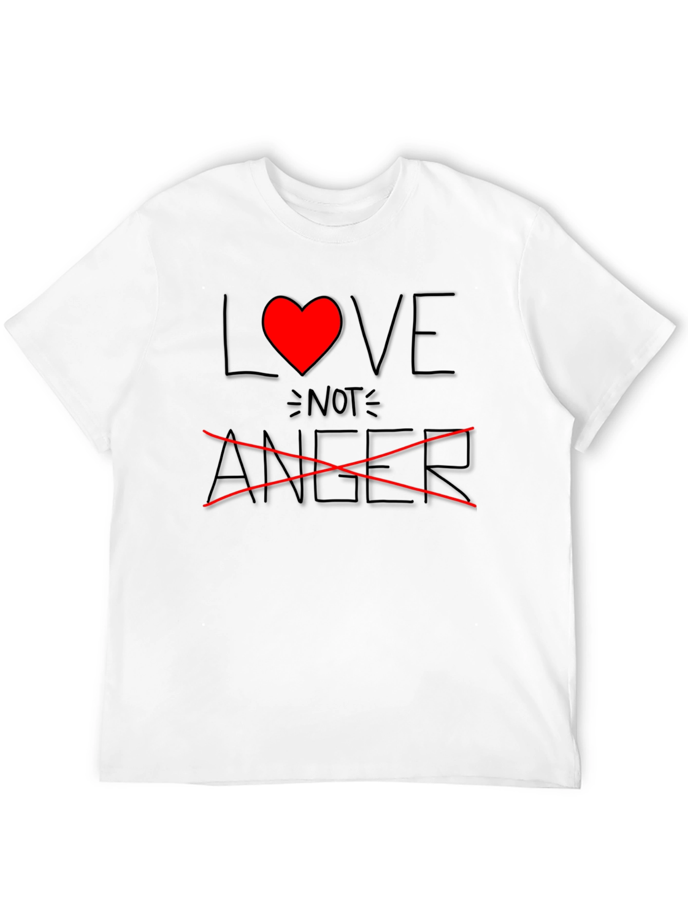 Love Not Anger Graphic T-Shirt - Black