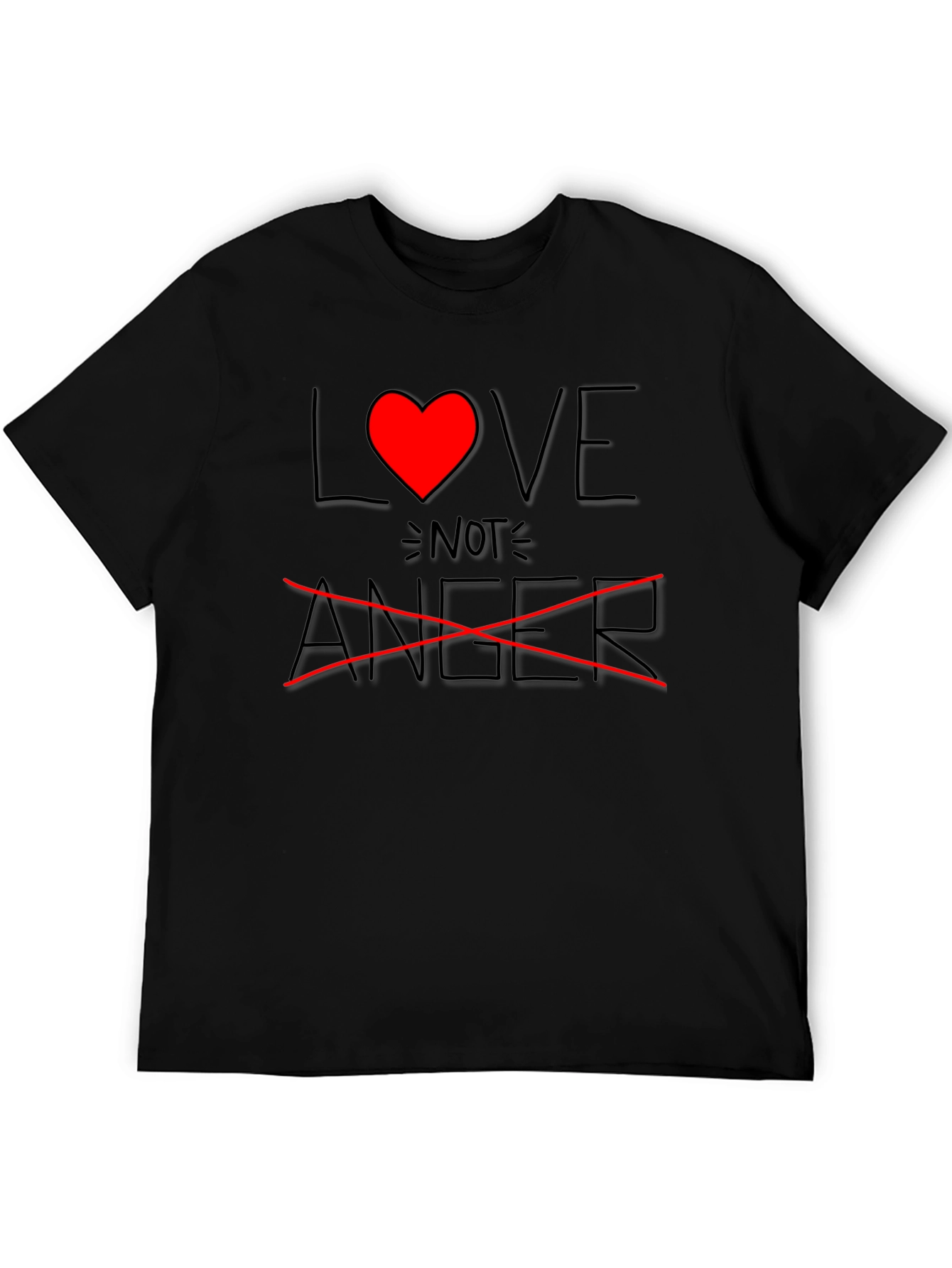 Love Not Anger Graphic T-Shirt - Black