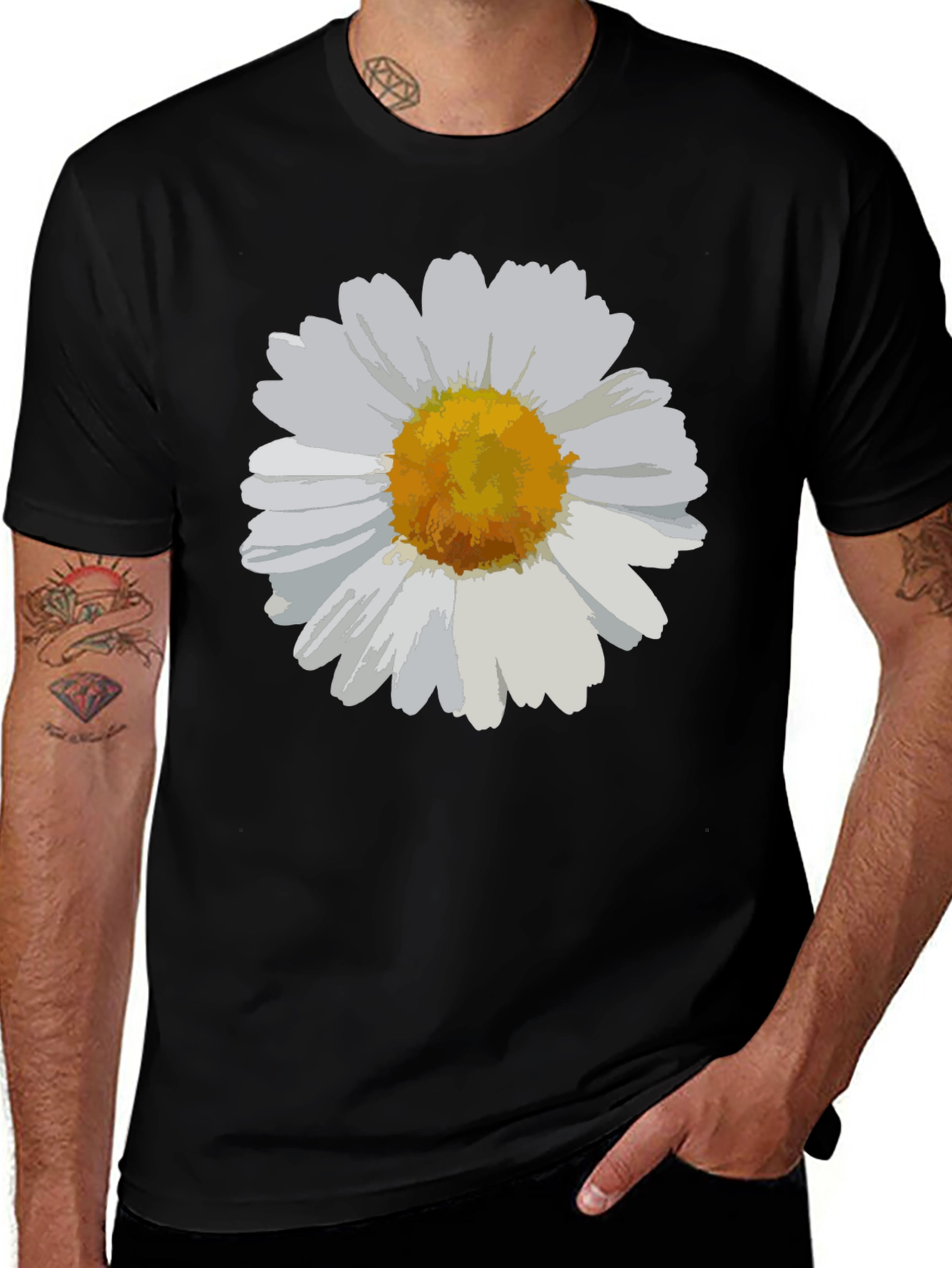 Daisy Graphic Tee - Black Casual Comfort