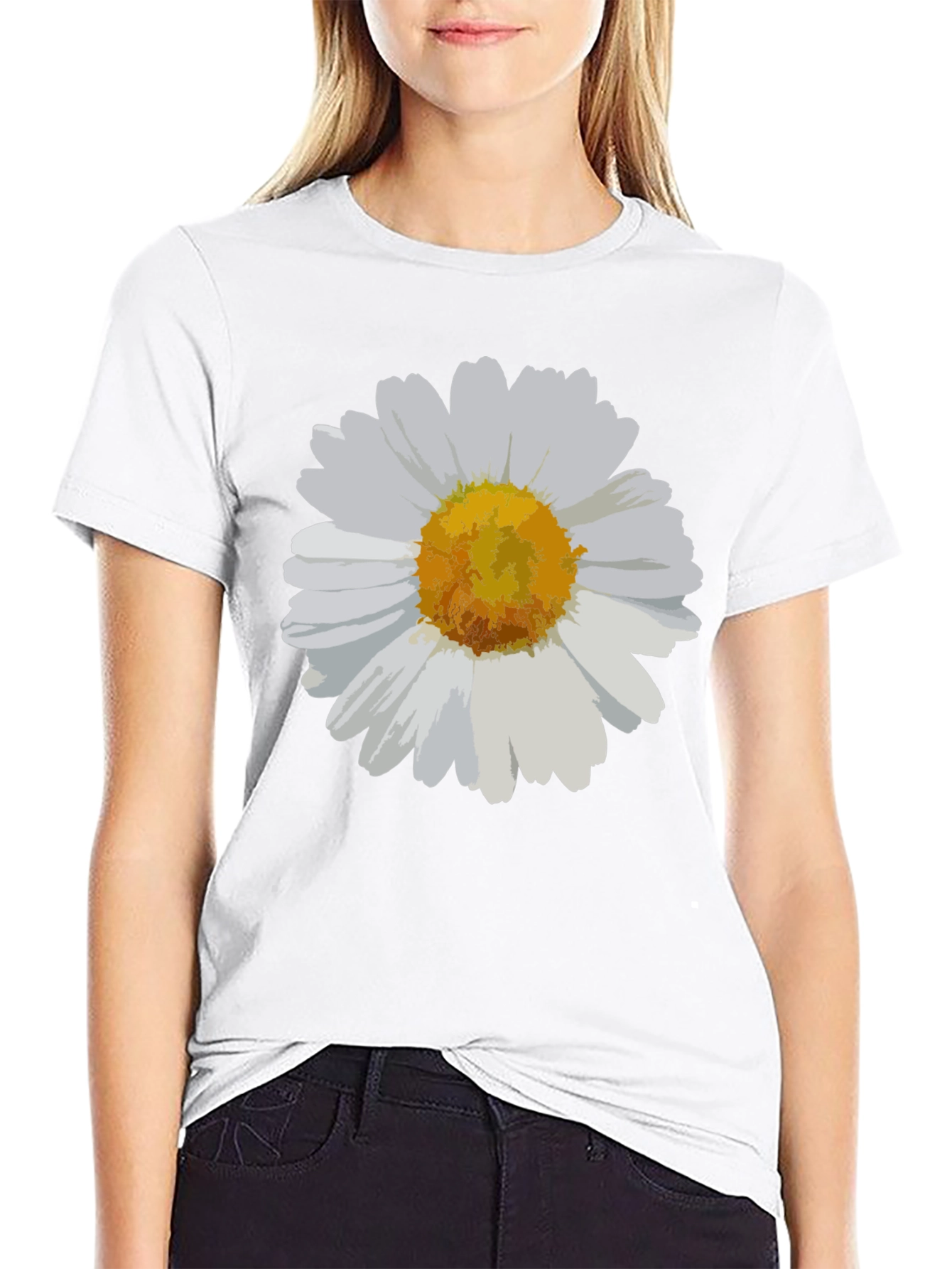 Daisy Graphic Tee - Black Casual Comfort