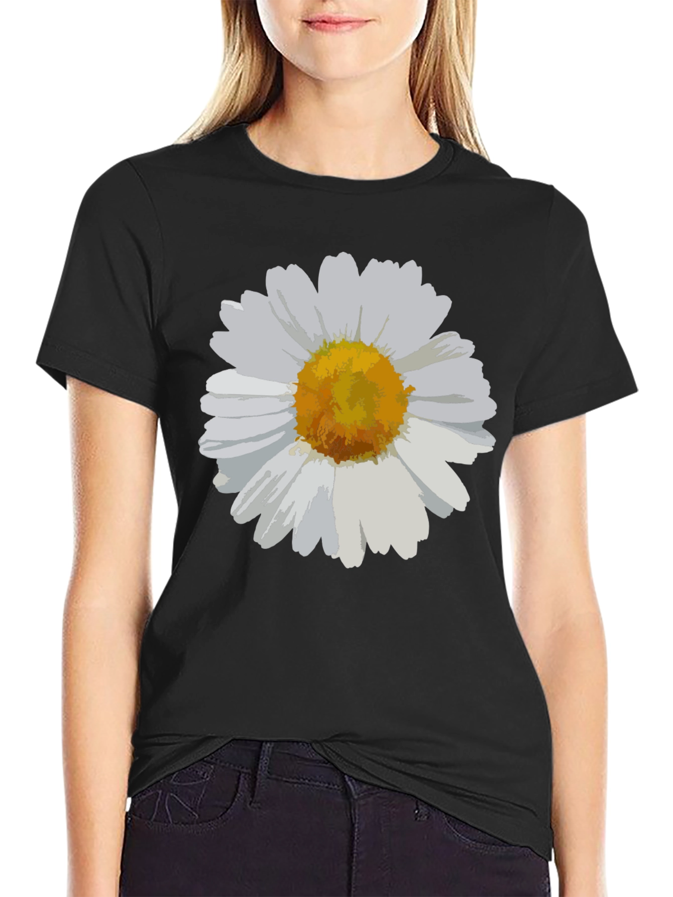 Daisy Graphic Tee - Black Casual Comfort