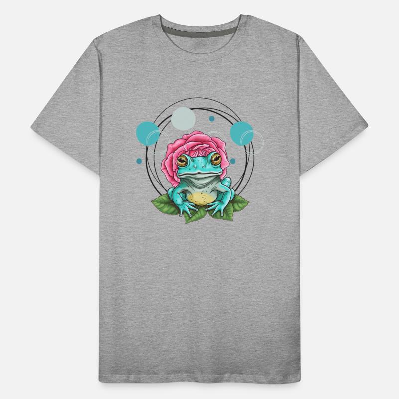 Turquoise Frog with a Pink Rose