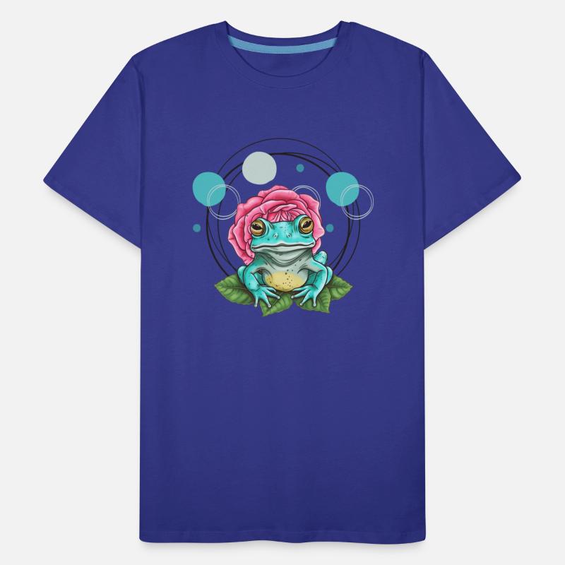 Turquoise Frog with a Pink Rose