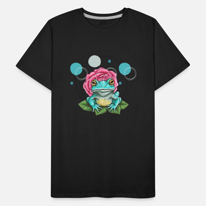 Turquoise Frog with a Pink Rose