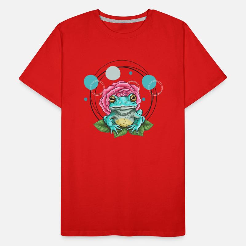 Turquoise Frog with a Pink Rose