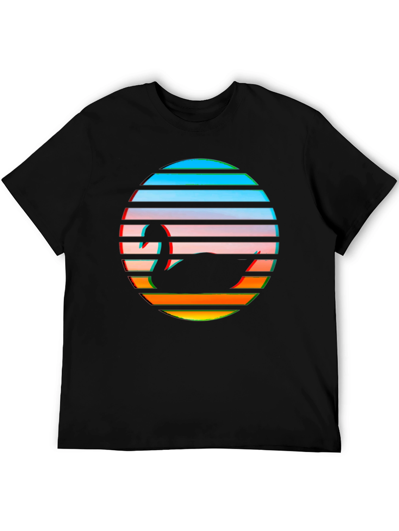 Retro Swan Graphic Tee - Black Cotton Blend