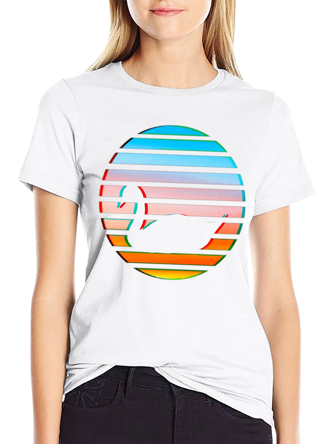 Retro Swan Graphic Tee - Black Cotton Blend