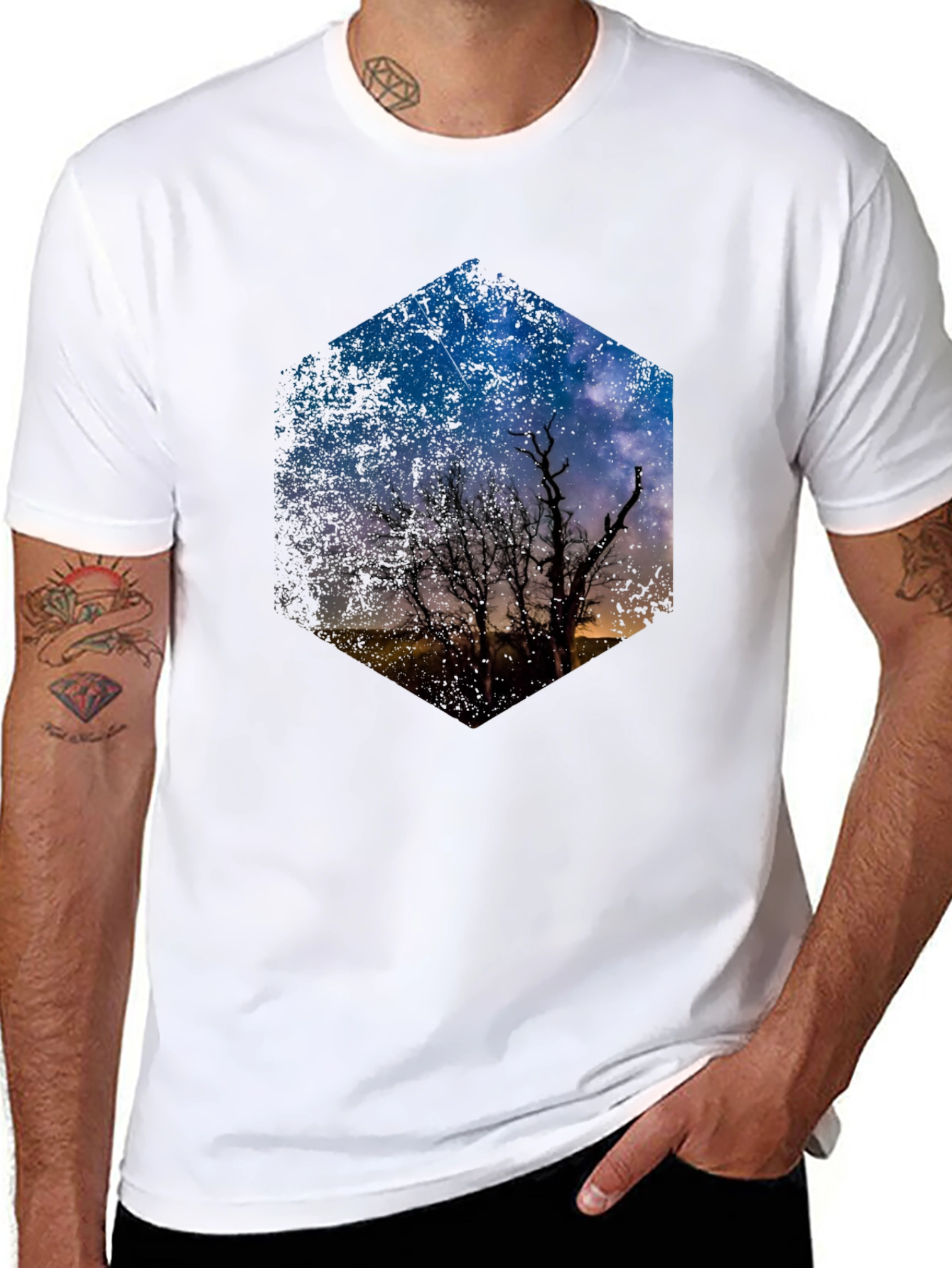 Night Sky Hexagon Graphic T-Shirt