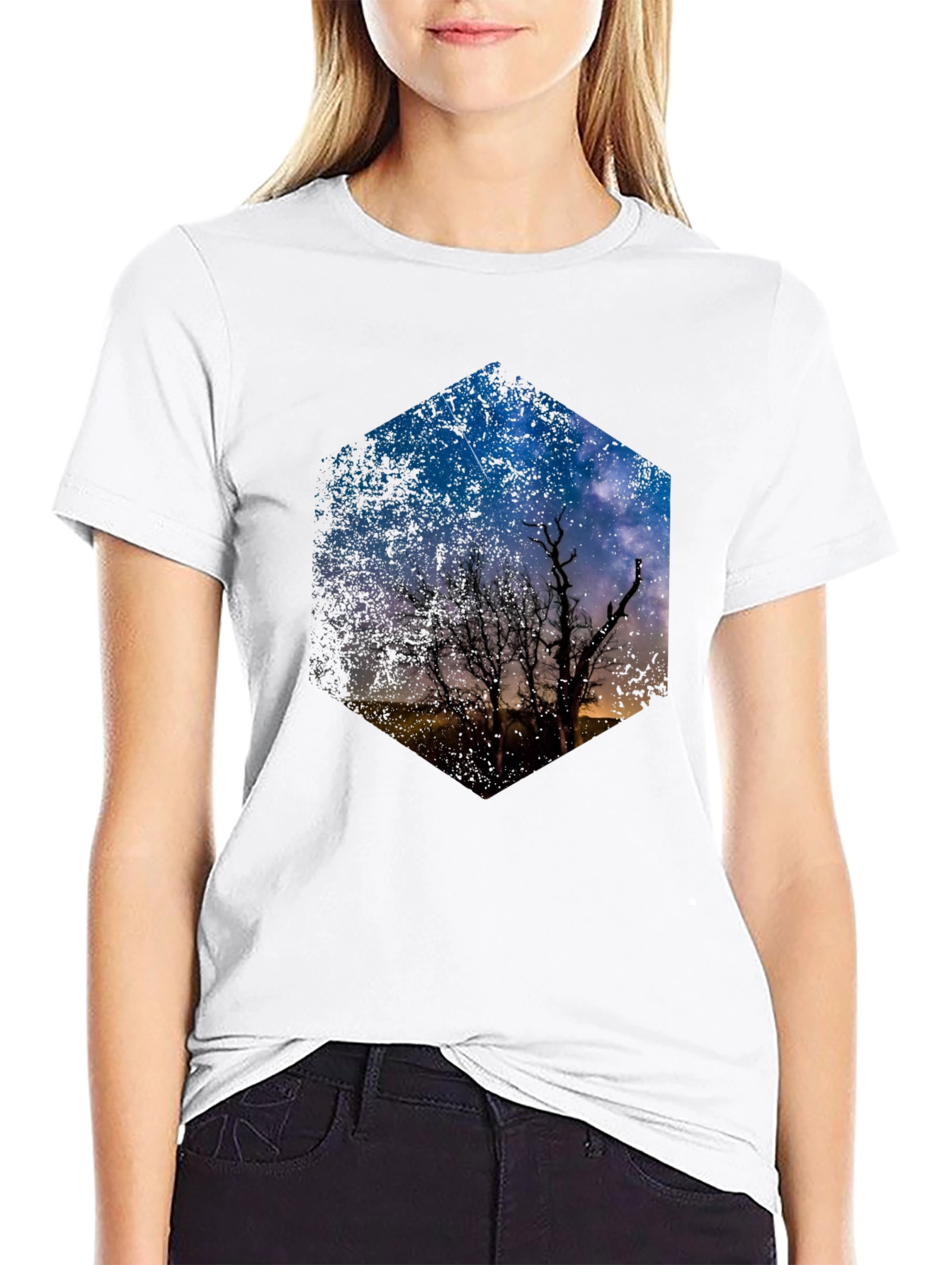 Night Sky Hexagon Graphic T-Shirt