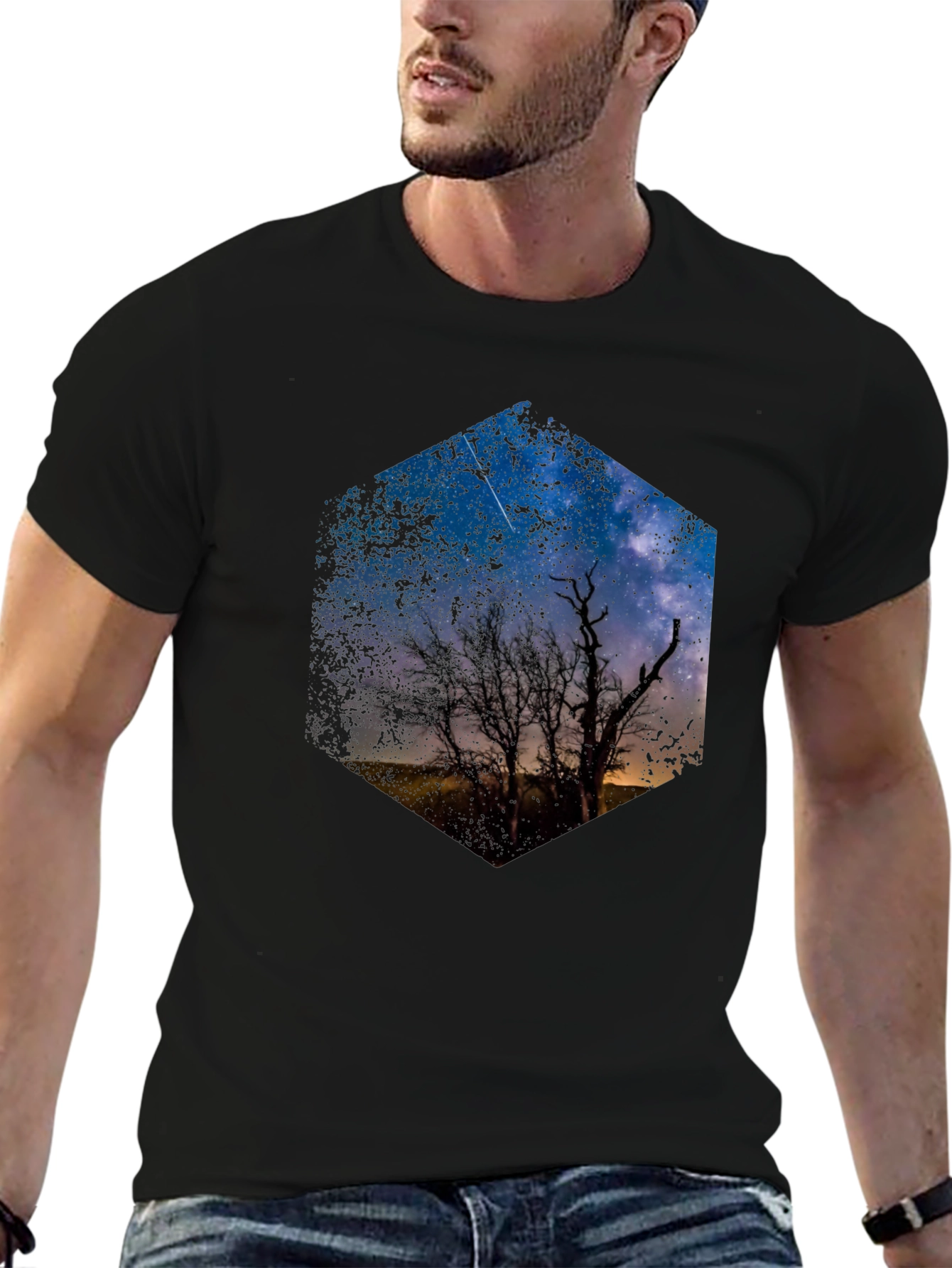 Night Sky Hexagon Graphic T-Shirt