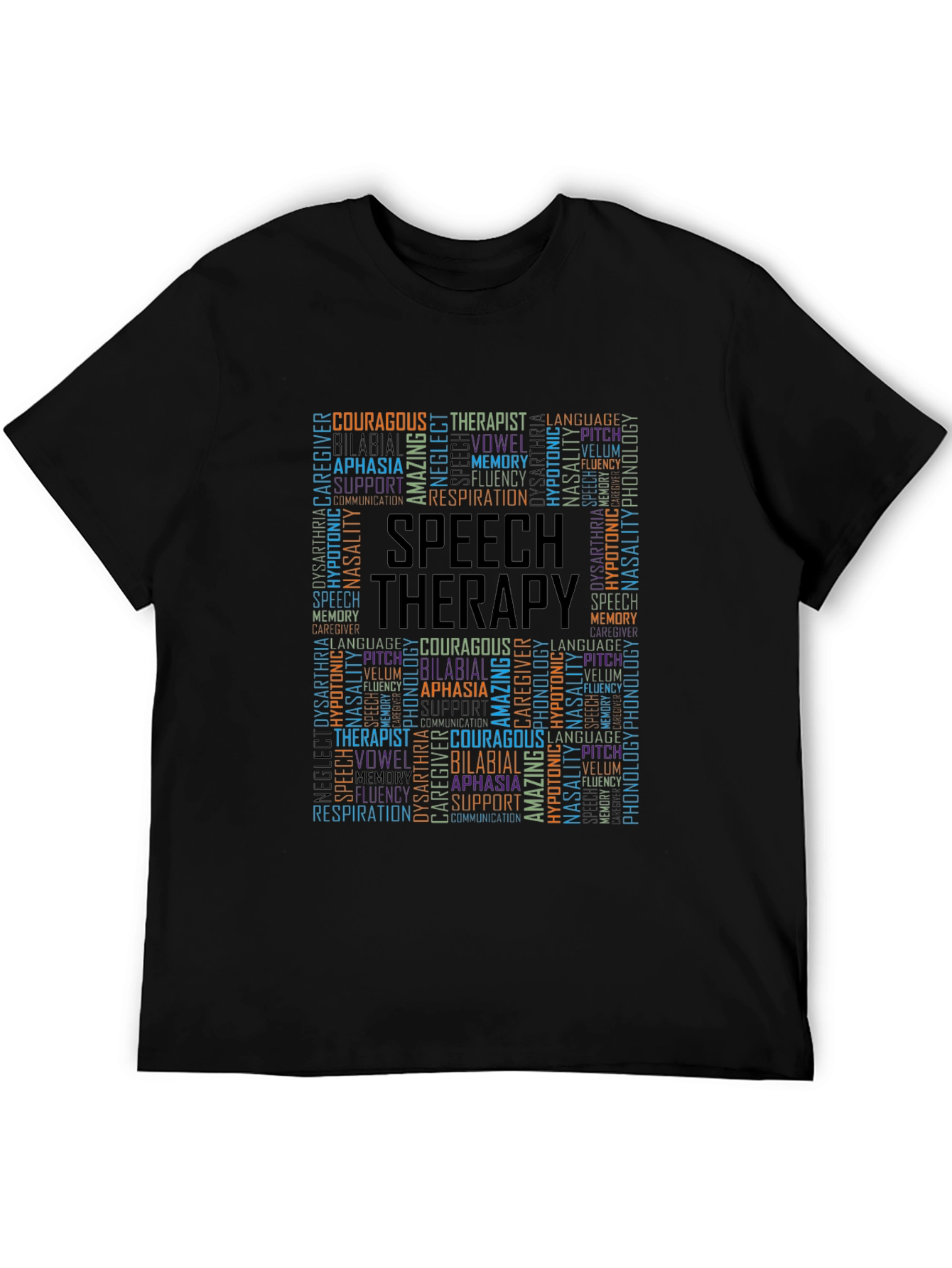 Speech Therapy Word Cloud Black T-Shirt