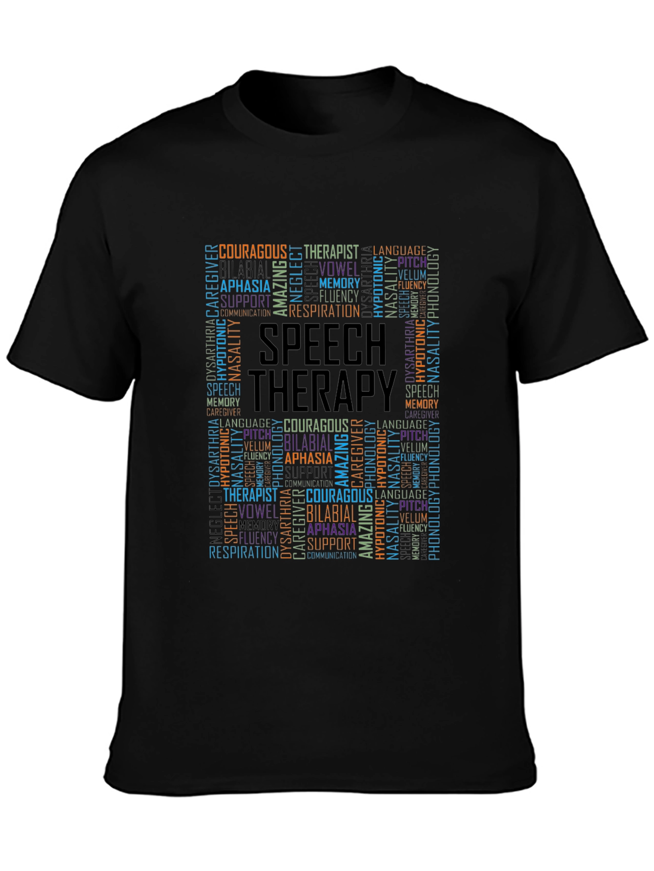 Speech Therapy Word Cloud Black T-Shirt
