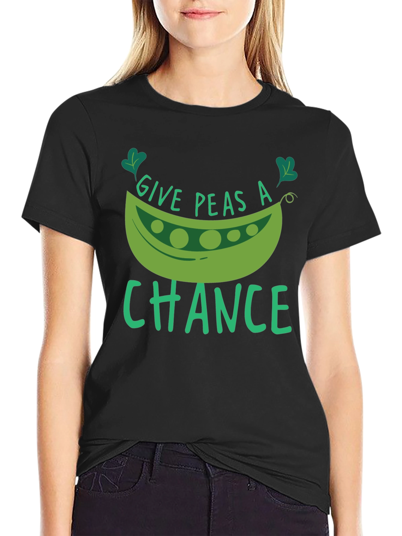 Give Peas A Chance Black T-Shirt
