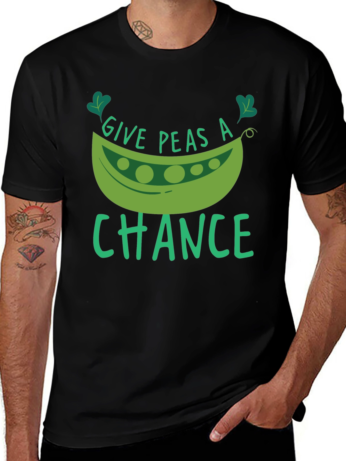 Give Peas A Chance Black T-Shirt
