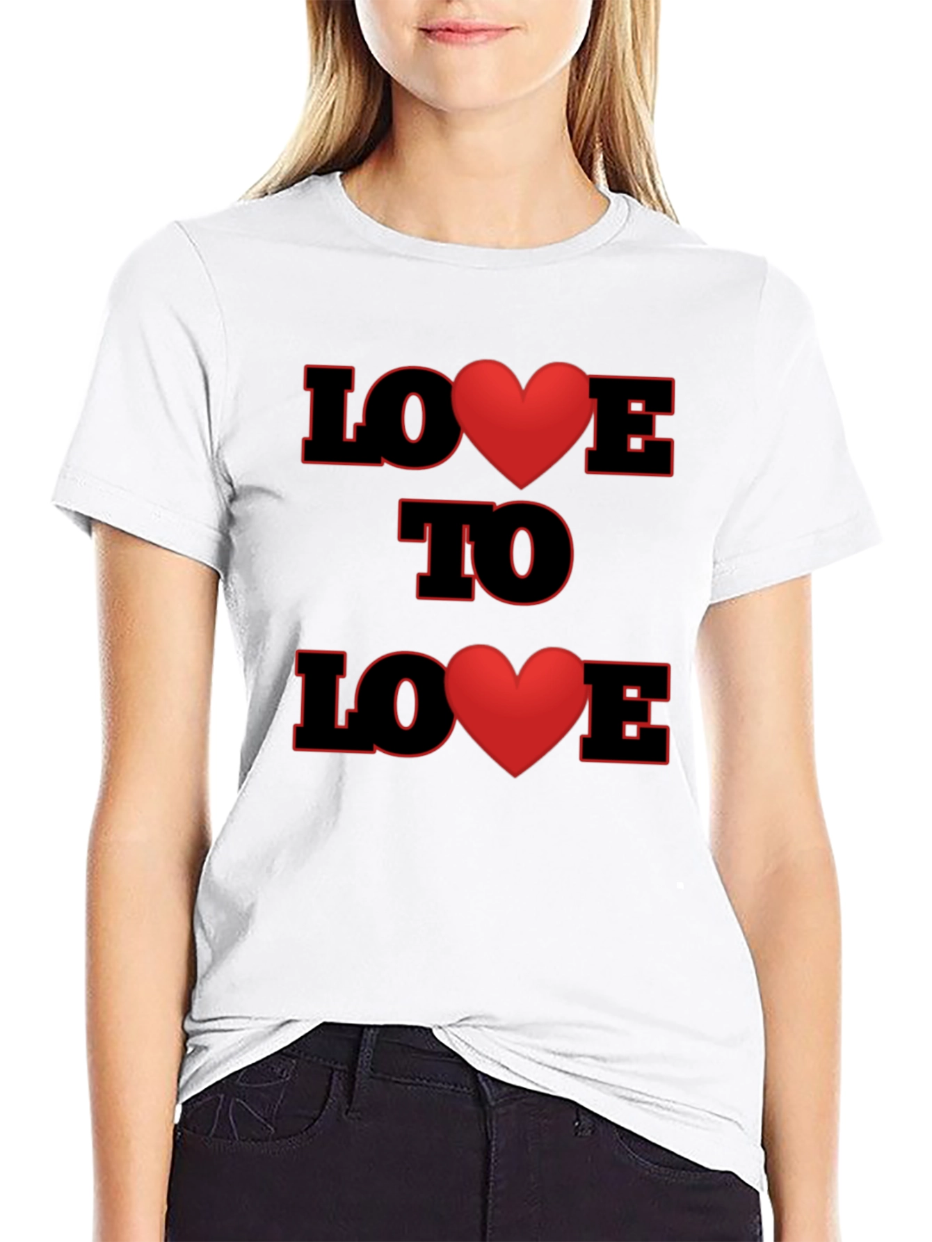 Love to Love Heart Graphic Black T-Shirt