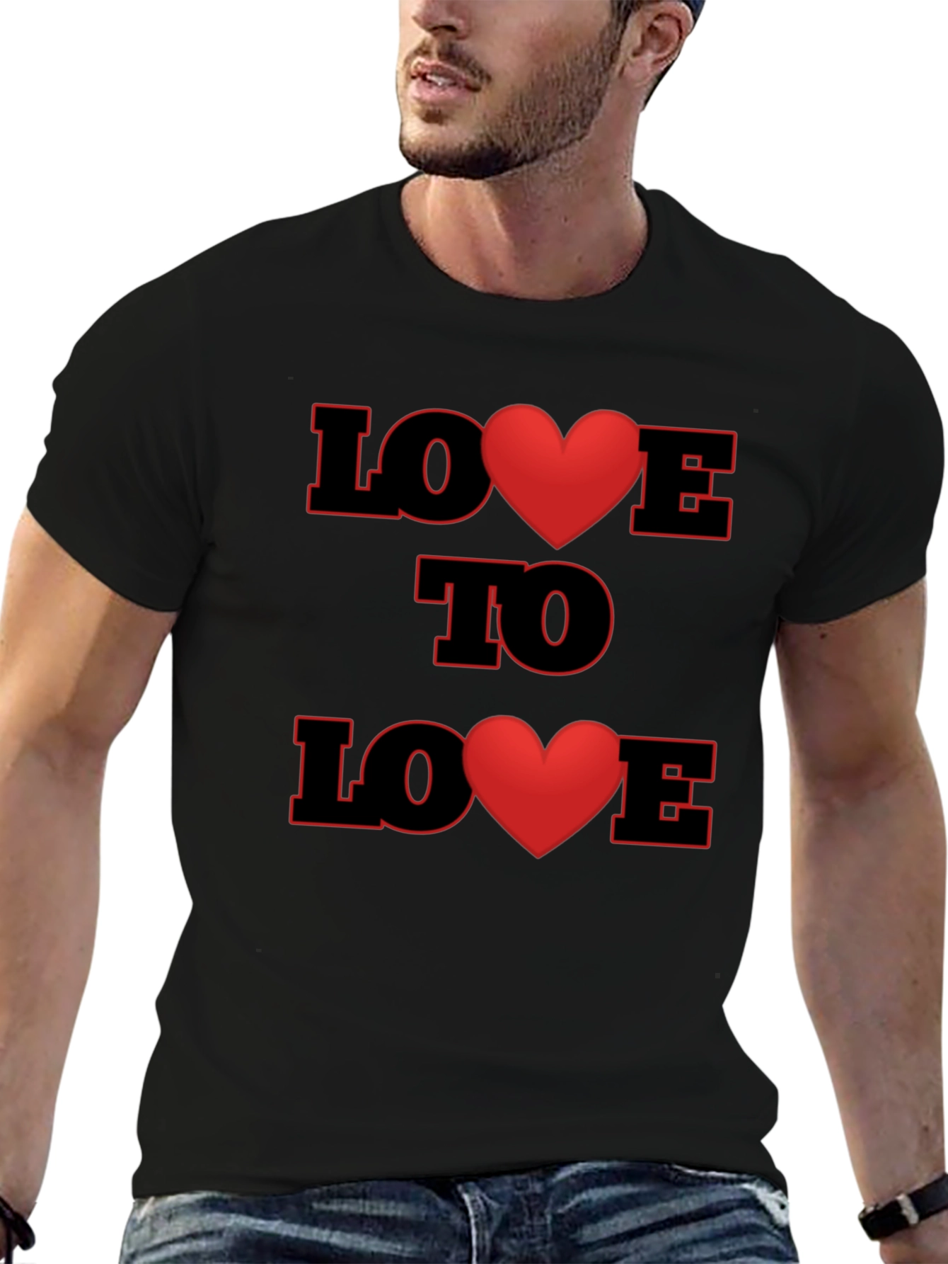 Love to Love Heart Graphic Black T-Shirt