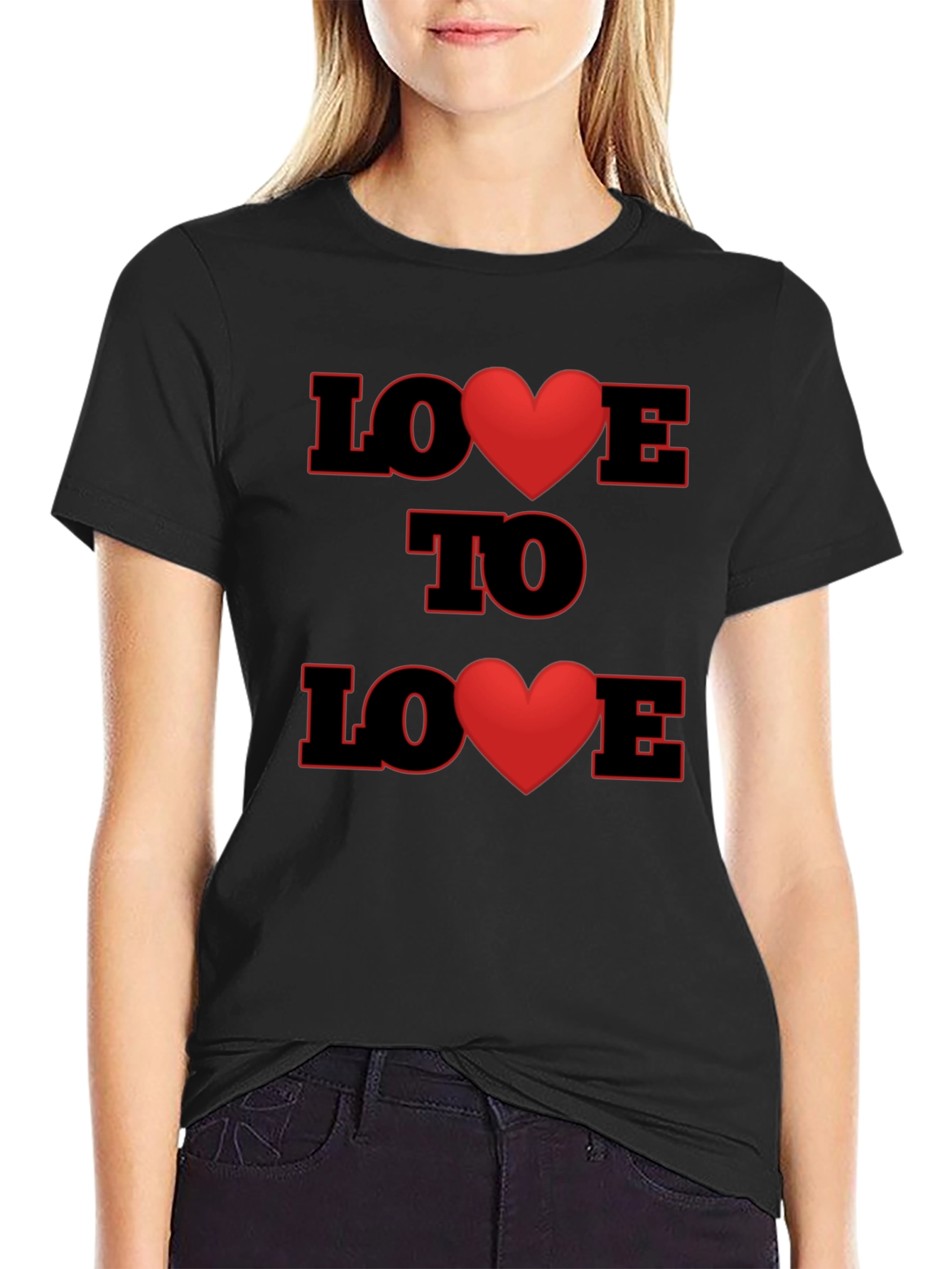 Love to Love Heart Graphic Black T-Shirt