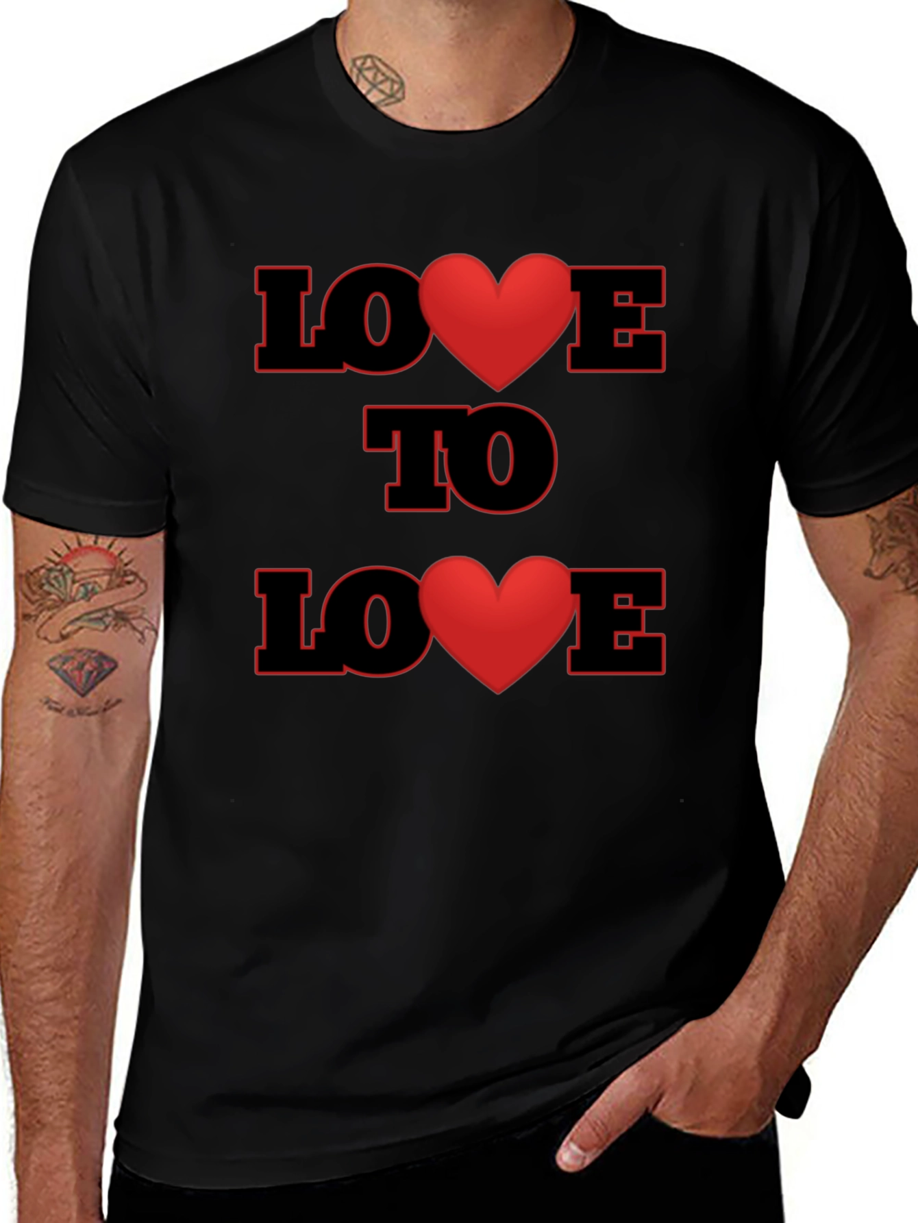 Love to Love Heart Graphic Black T-Shirt
