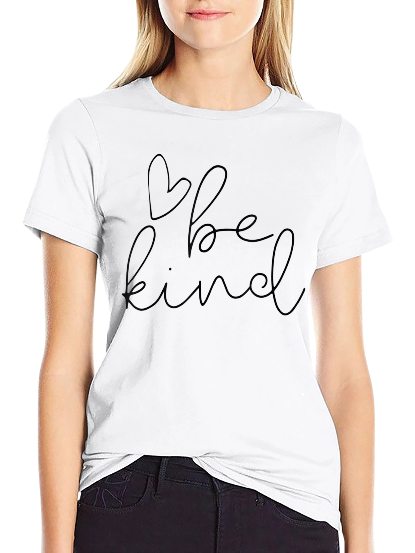 Be Kind Heart Graphic Black T-Shirt