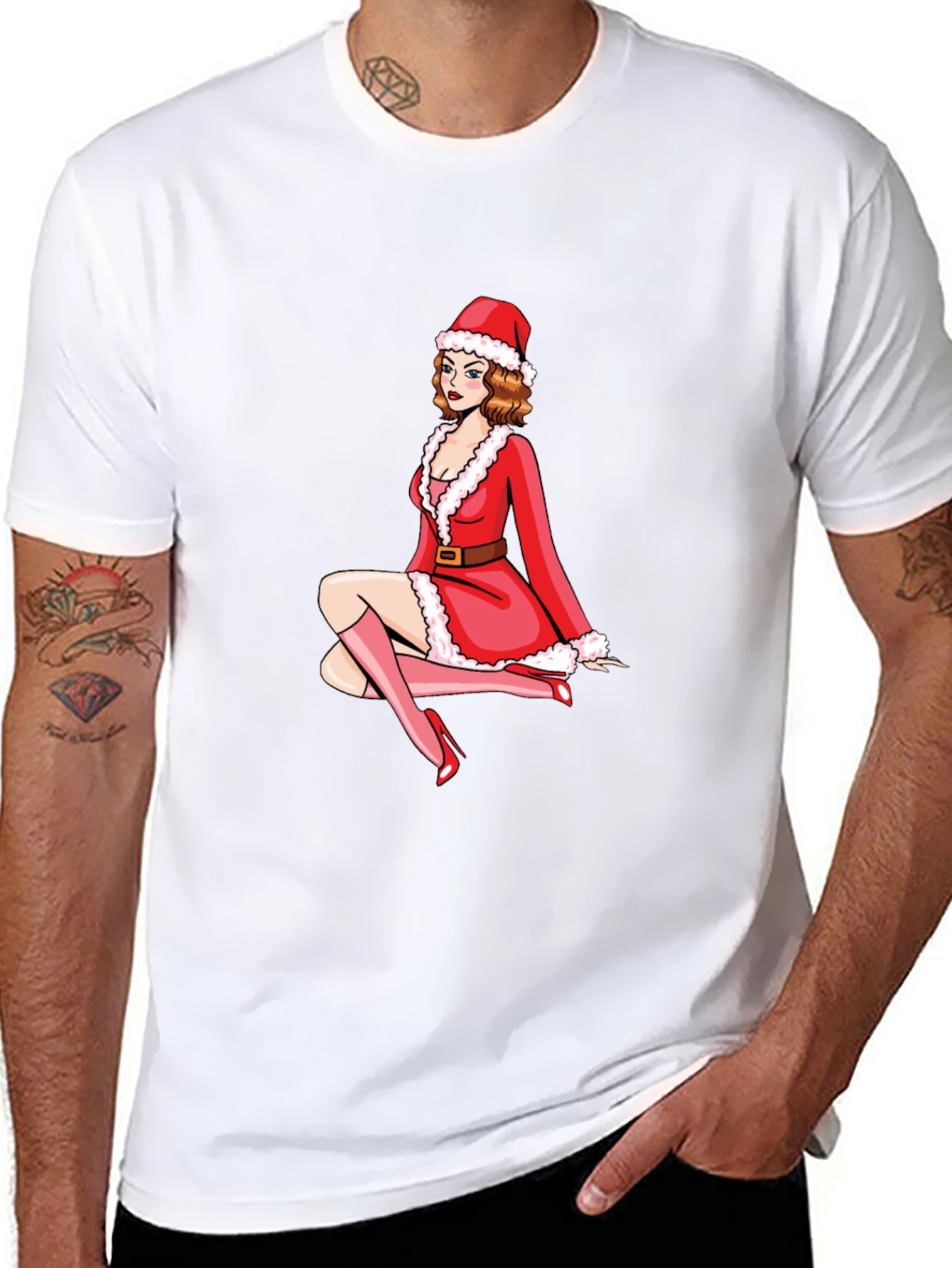 Festive Santa Girl Graphic Tee