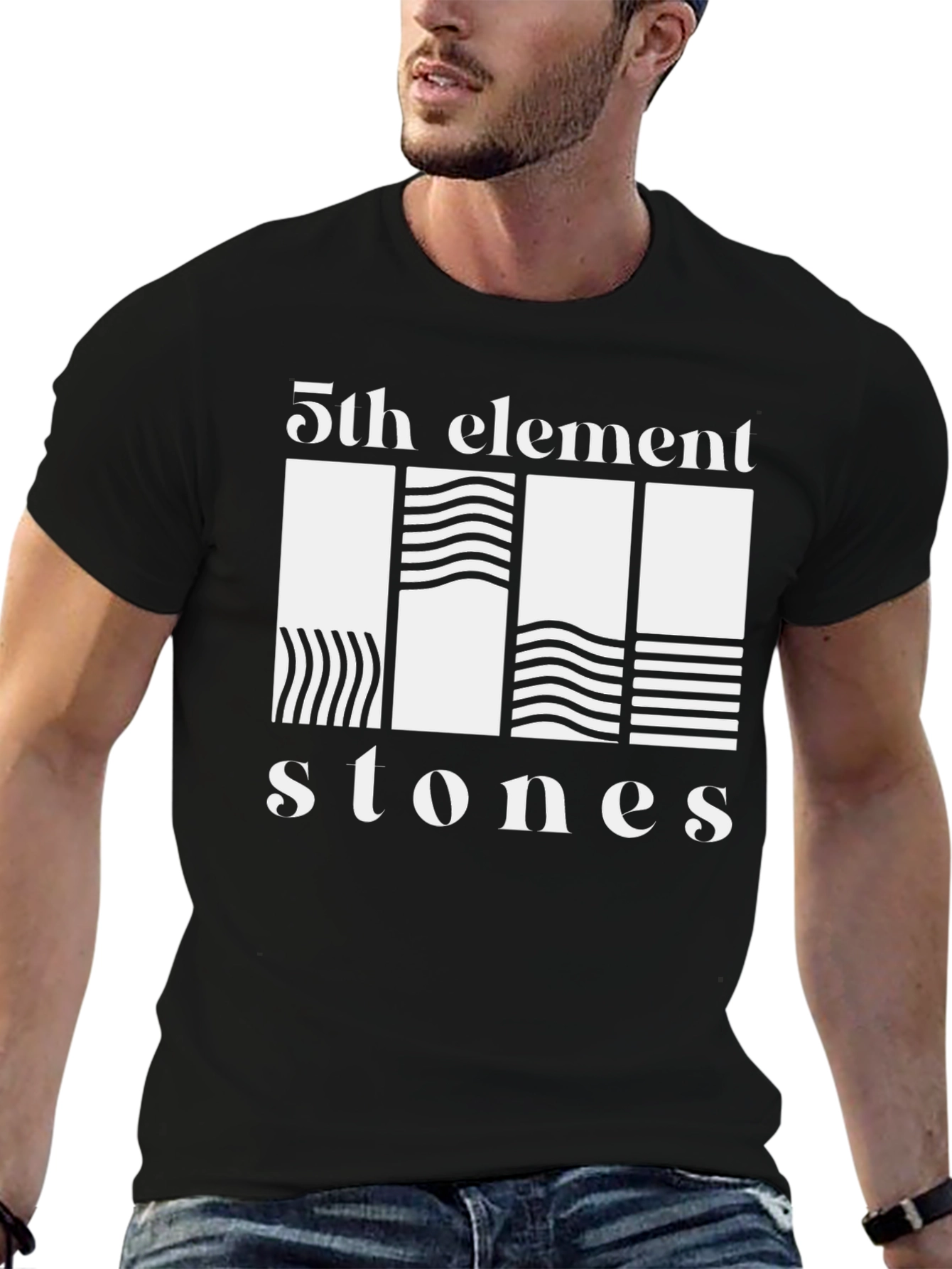 5th Element Stones Graphic Tee - Black Cotton