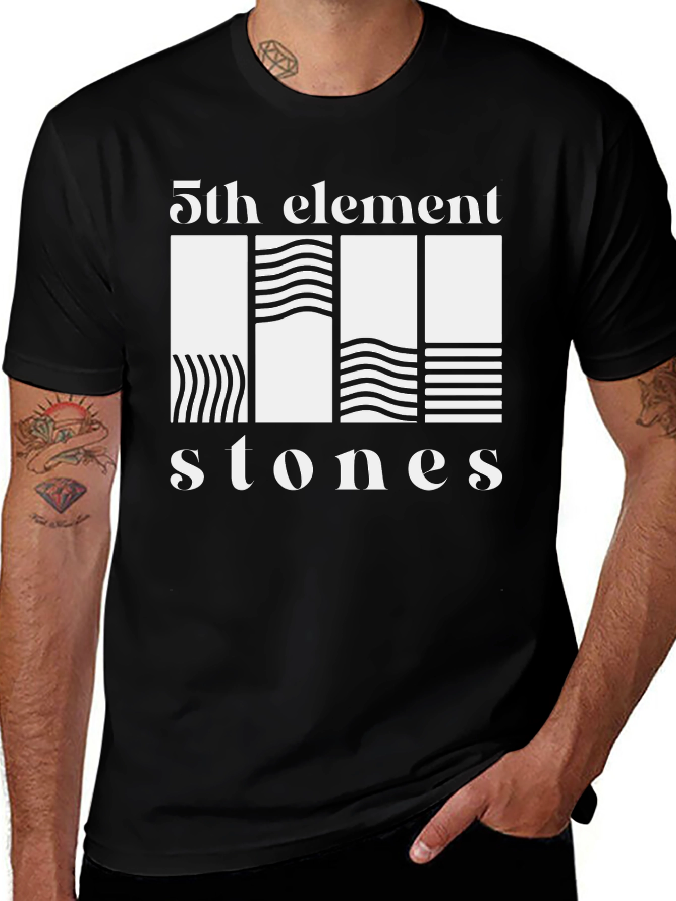 5th Element Stones Graphic Tee - Black Cotton