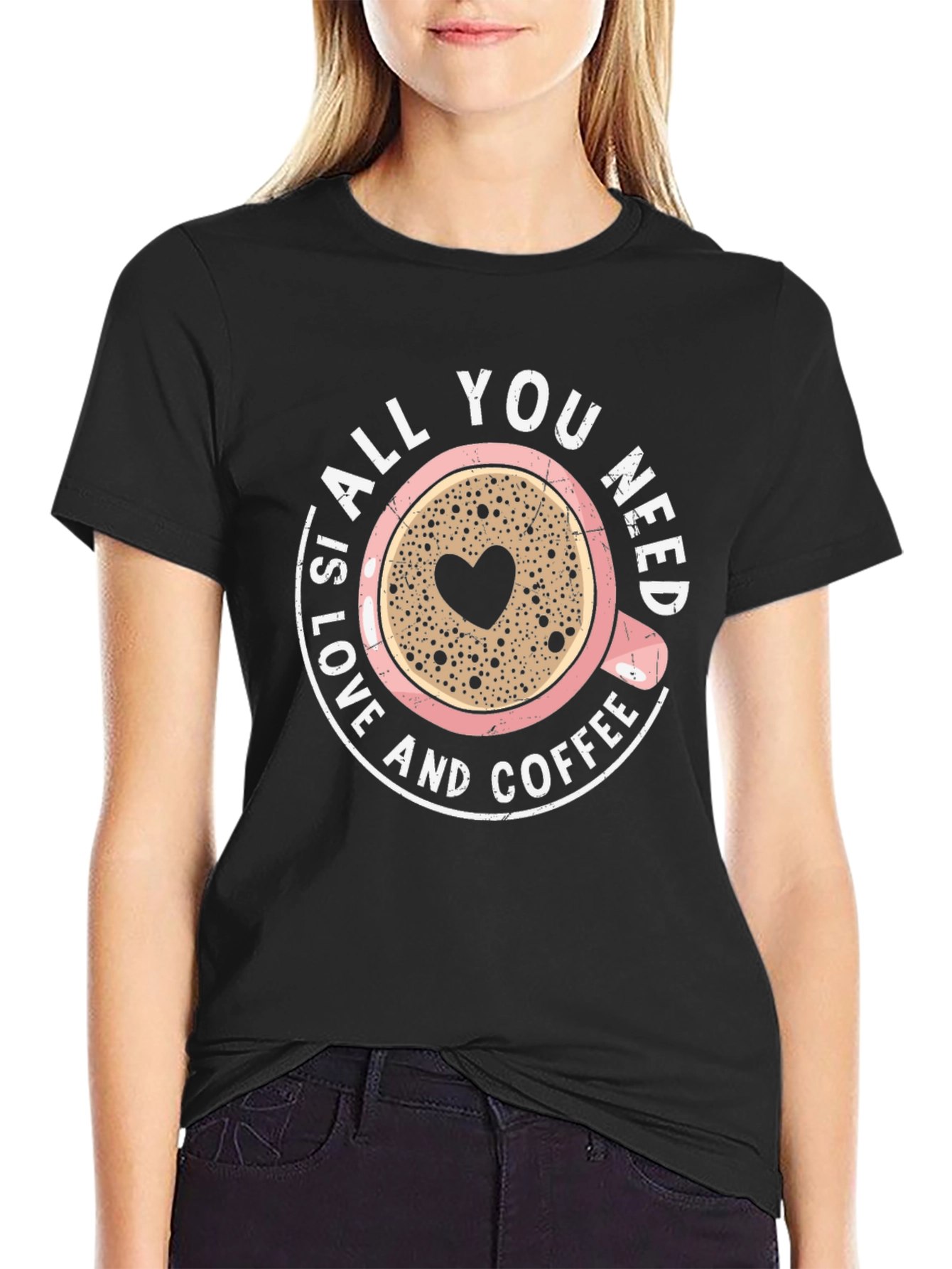 Love and Coffee Graphic Tee - Black