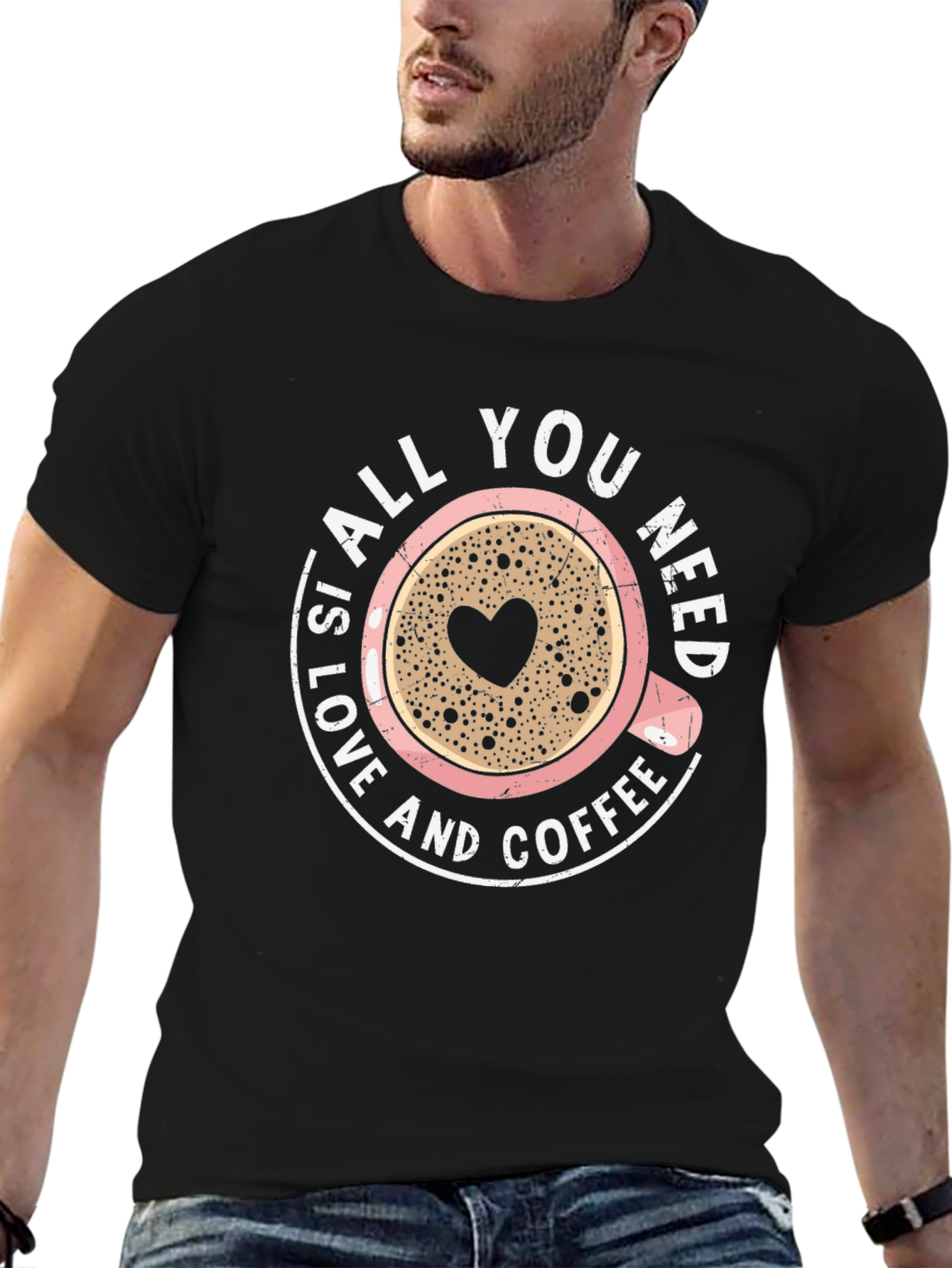 Love and Coffee Graphic Tee - Black